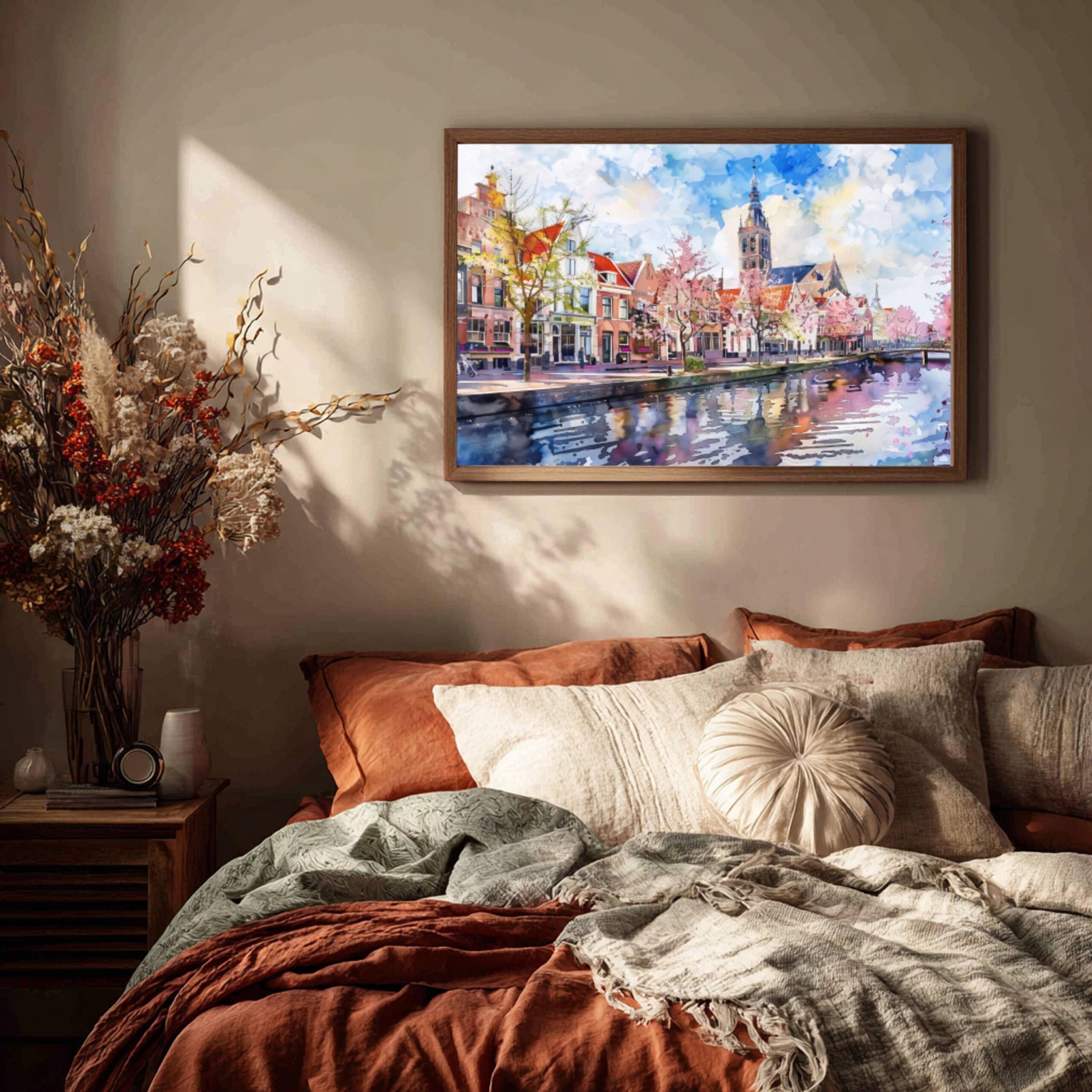 Delft The Netherlands (Holland) Europe Watercolor Print: Travel Art Poster - Image 3