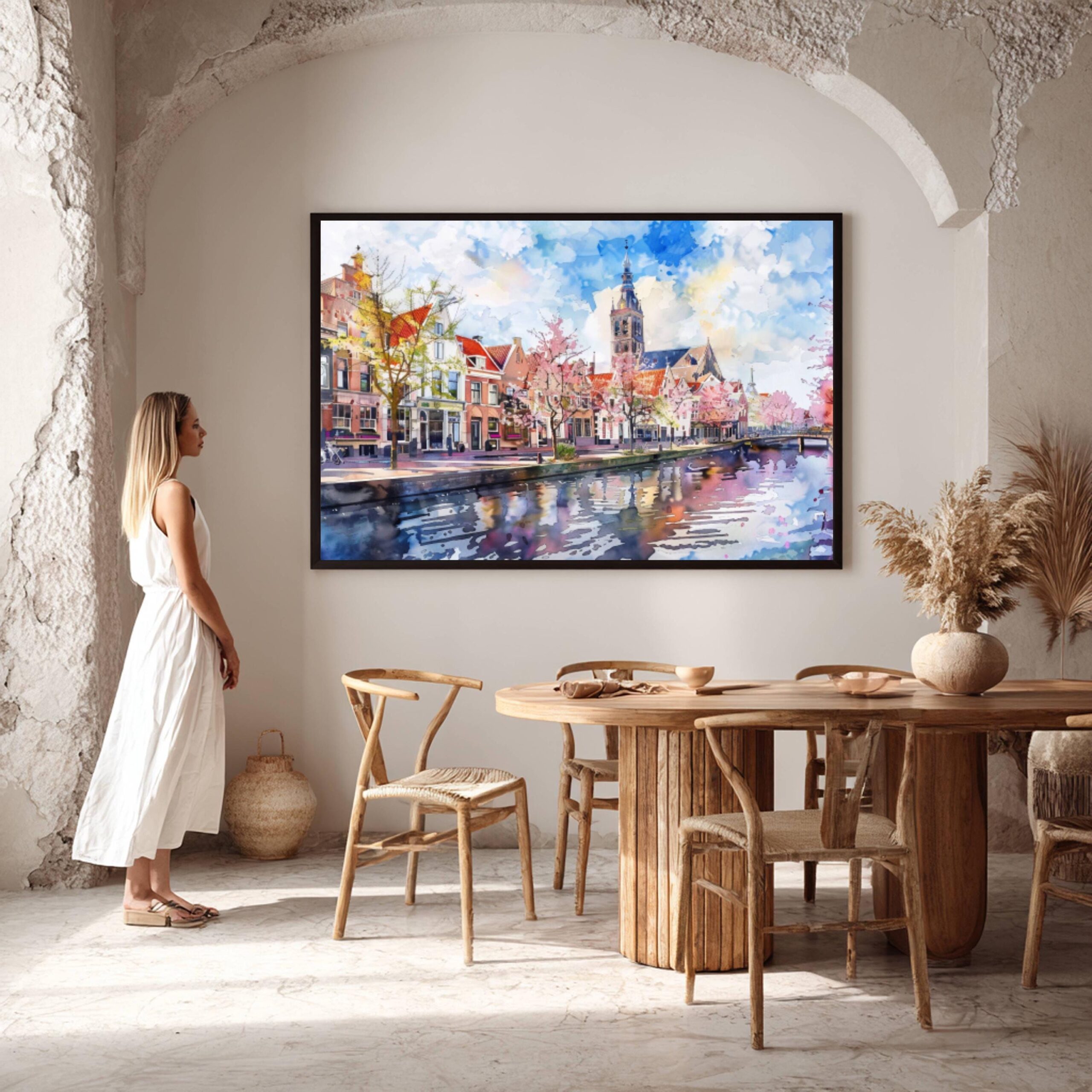 Delft The Netherlands (Holland) Europe Watercolor Print: Travel Art Poster - Image 8