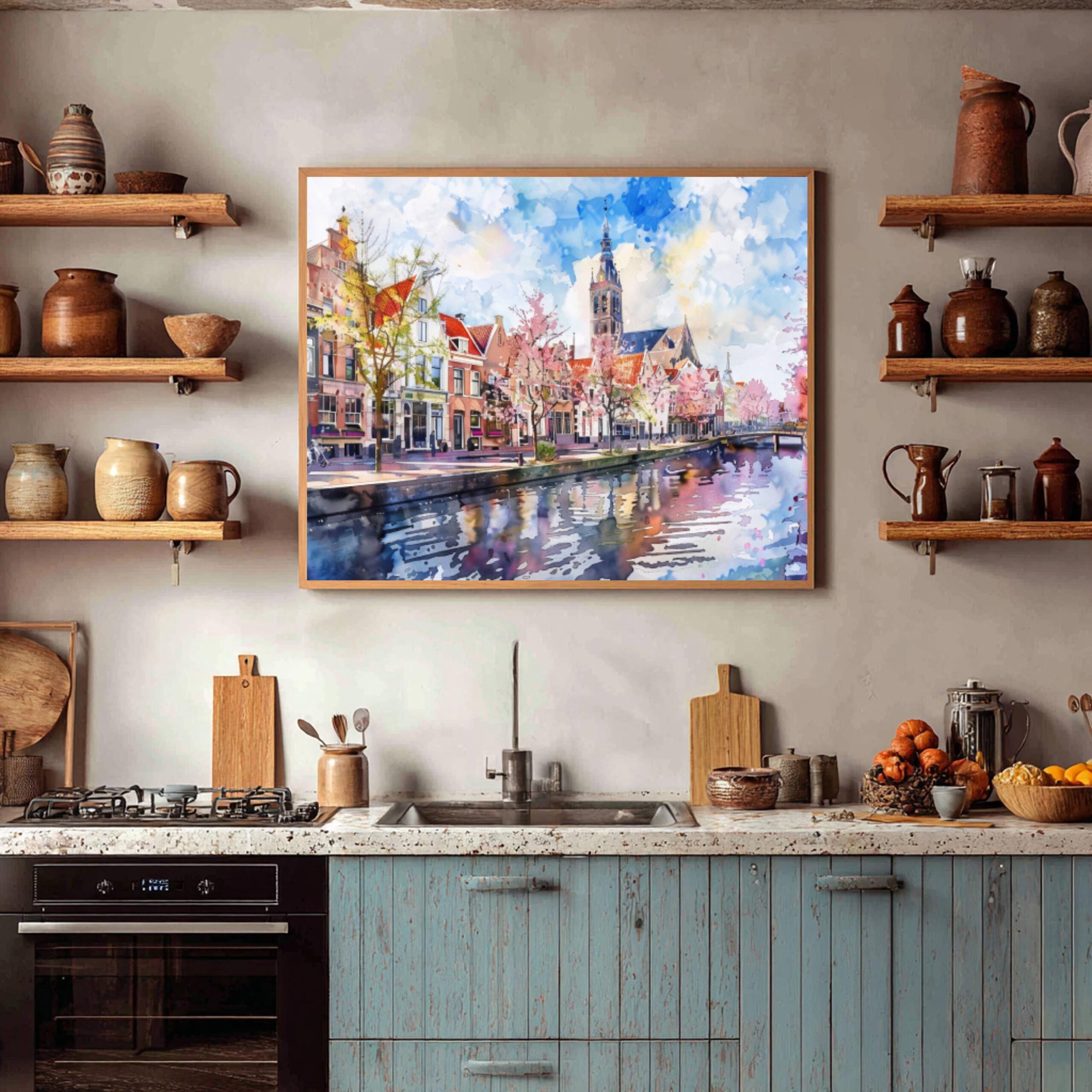 Delft The Netherlands (Holland) Europe Watercolor Print: Travel Art Poster - Image 10