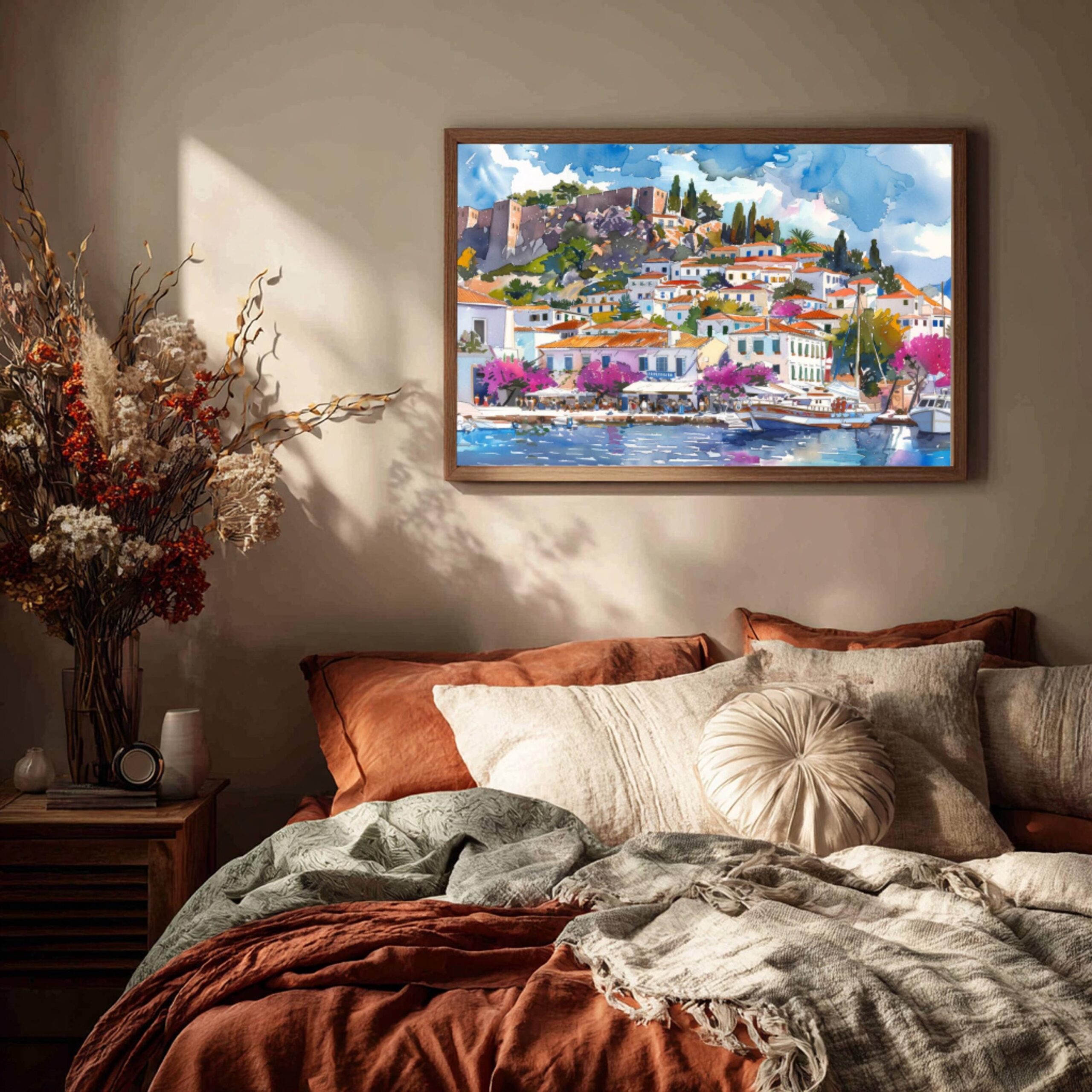 Hydra Greece Watercolor Print: Greek Travel Art Poster - Image 3