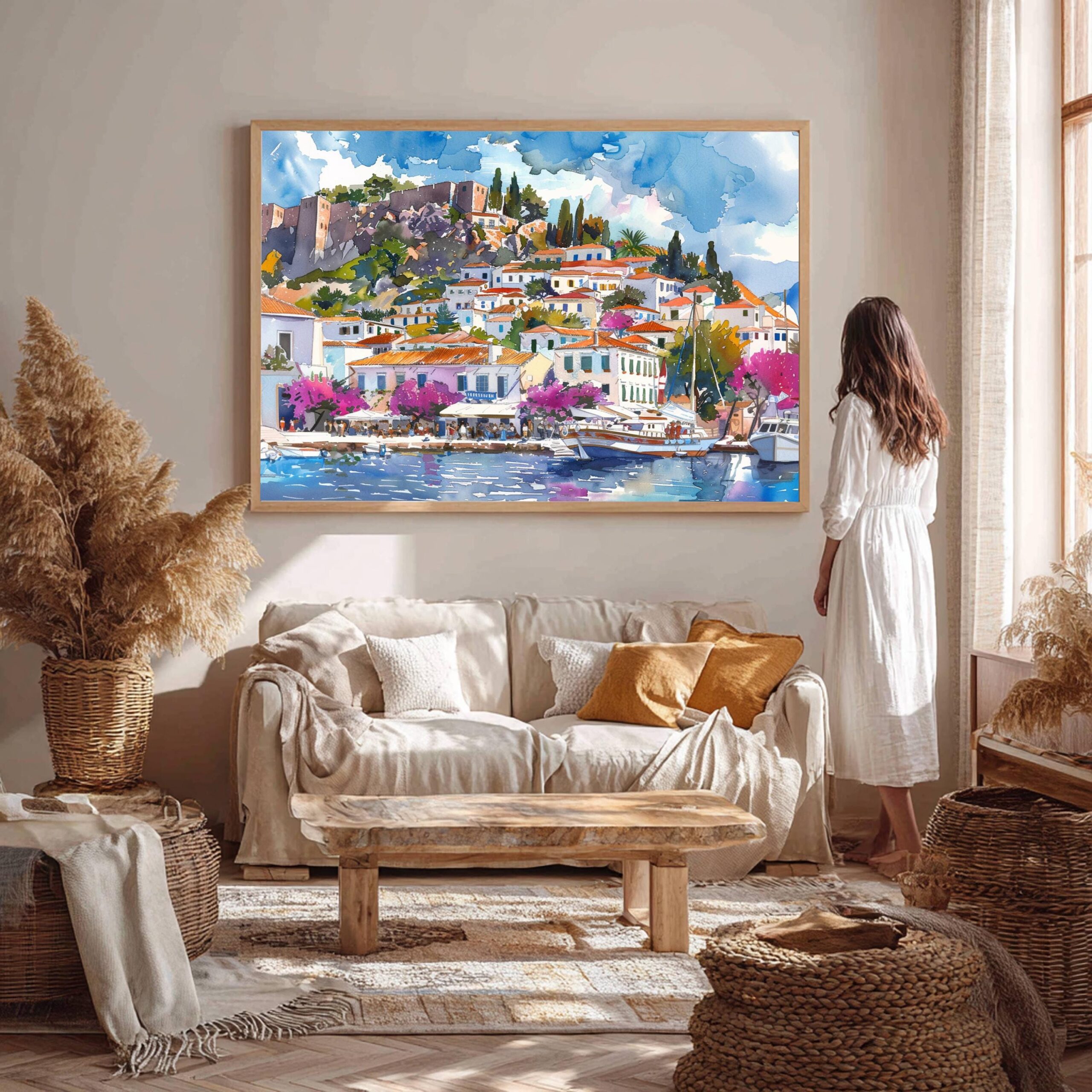 Hydra Greece Watercolor Print: Greek Travel Art Poster - Image 4