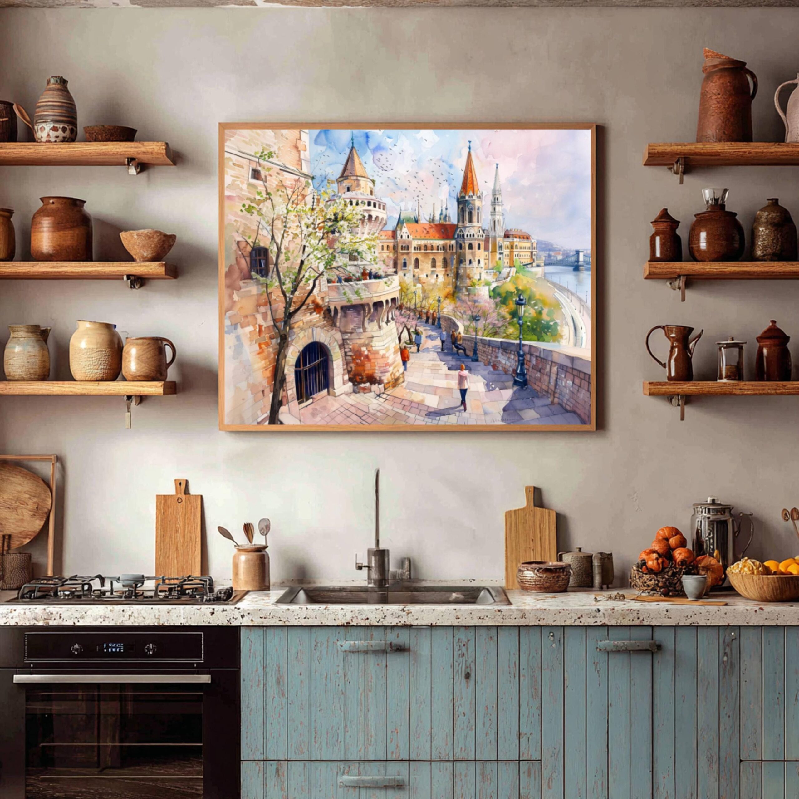 Fisherman's Bastion Budapest Hungary Watercolor Print: Europe Travel Art Poster - Image 7