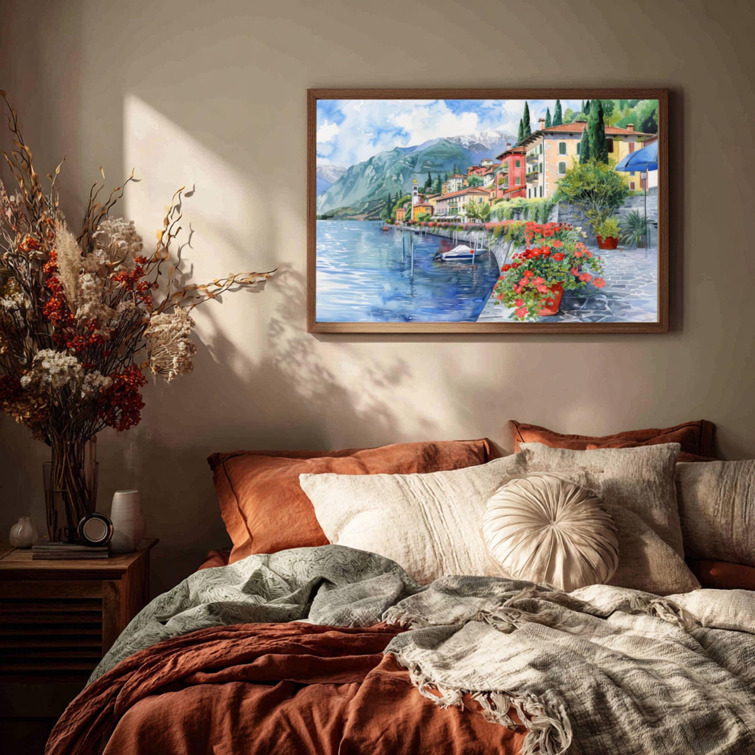 Varenna Lake Como Italy Watercolor Print: Europe Travel Art Poster - Image 4