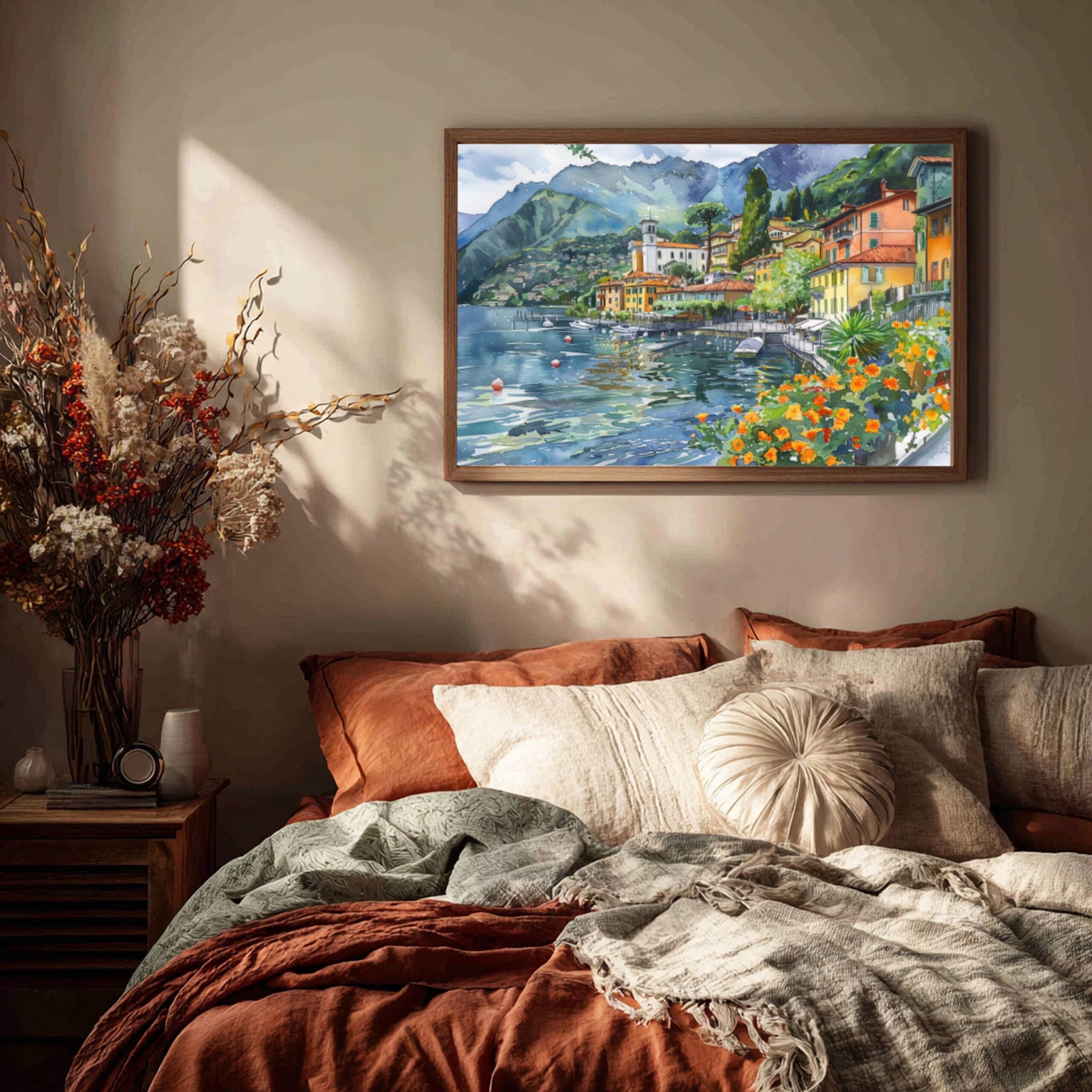 Lenno Lake Como Italy Watercolor Print: Europe Travel Art Poster - Image 3