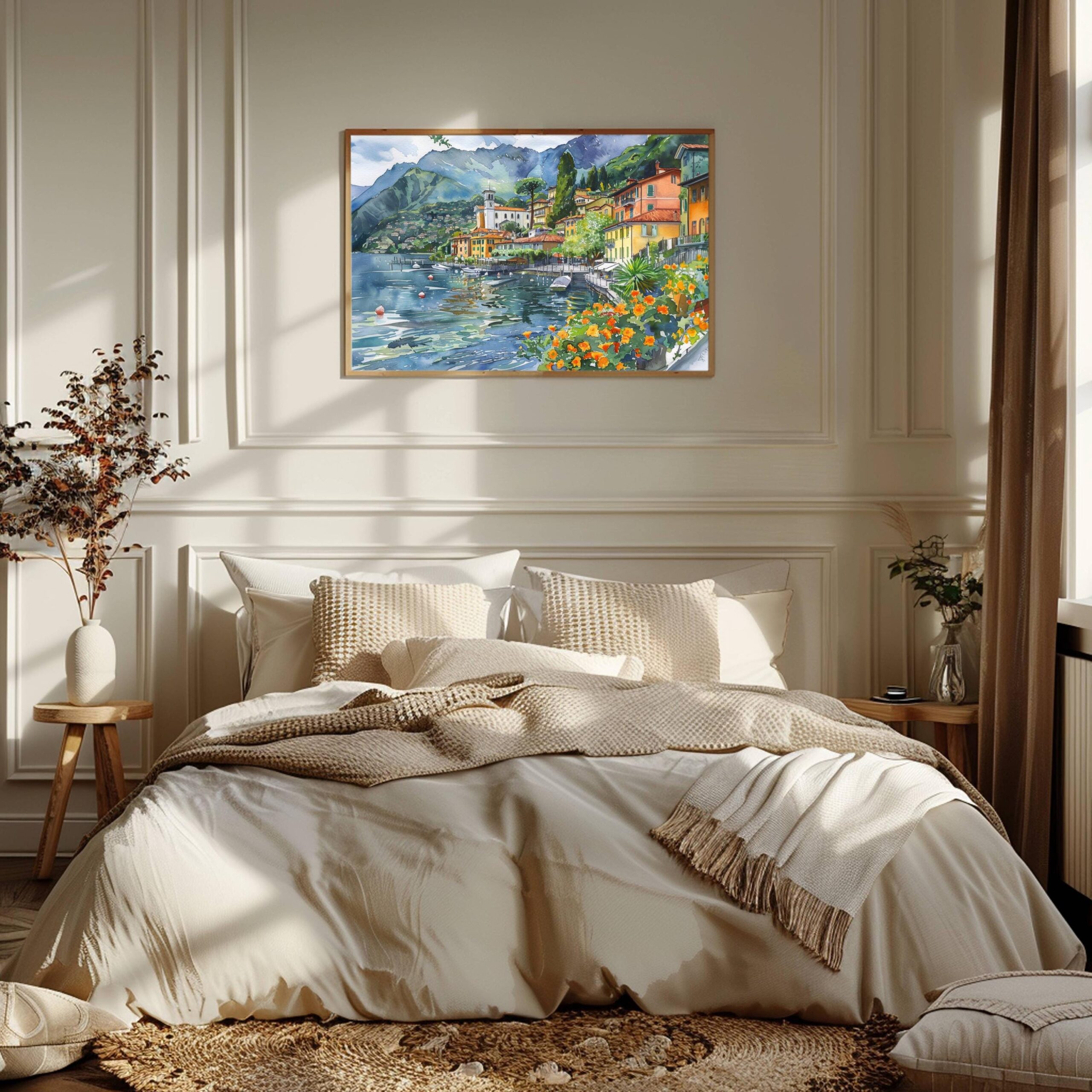 Lenno Lake Como Italy Watercolor Print: Europe Travel Art Poster - Image 4