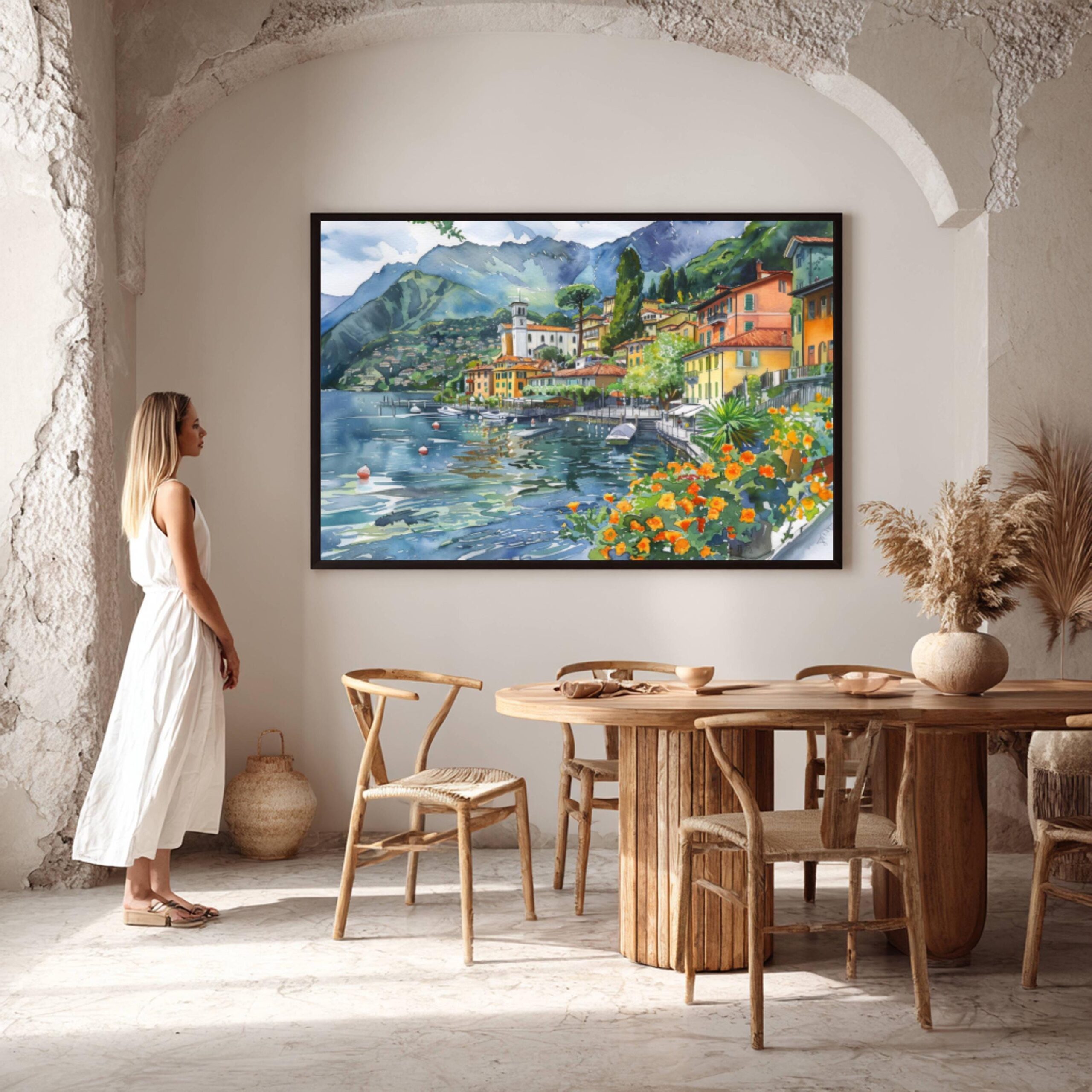 Lenno Lake Como Italy Watercolor Print: Europe Travel Art Poster - Image 7