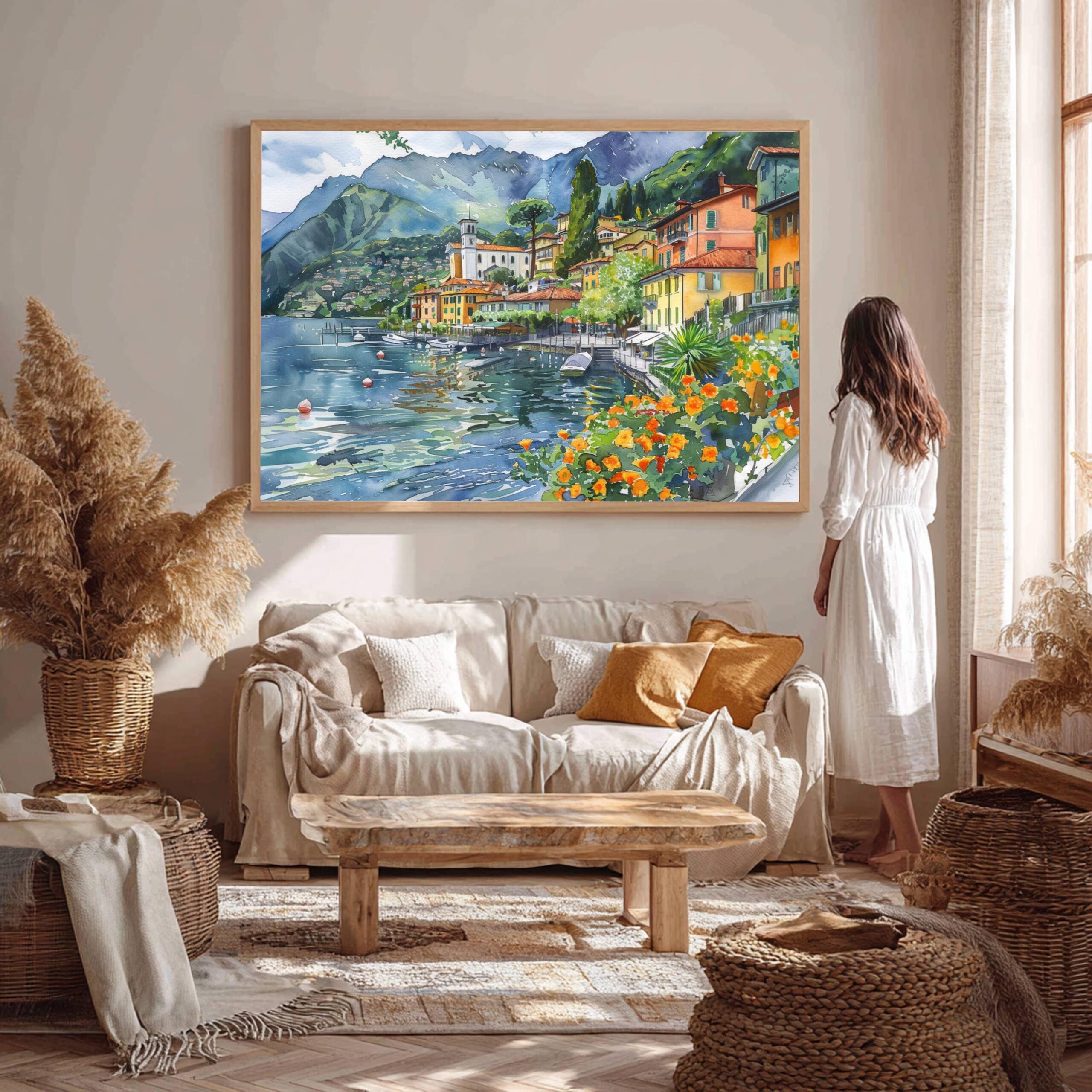 Lenno Lake Como Italy Watercolor Print: Europe Travel Art Poster - Image 8