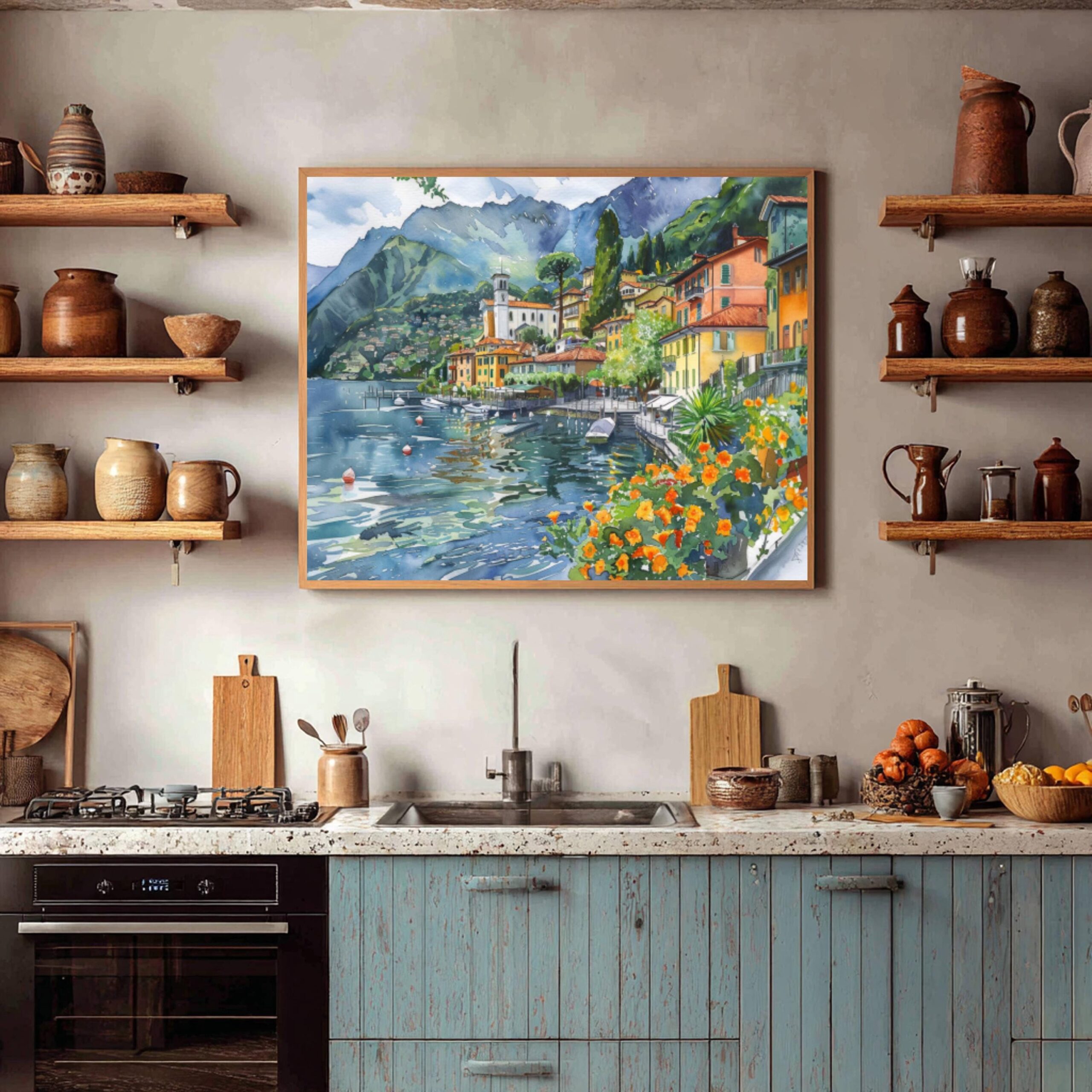 Lenno Lake Como Italy Watercolor Print: Europe Travel Art Poster - Image 5