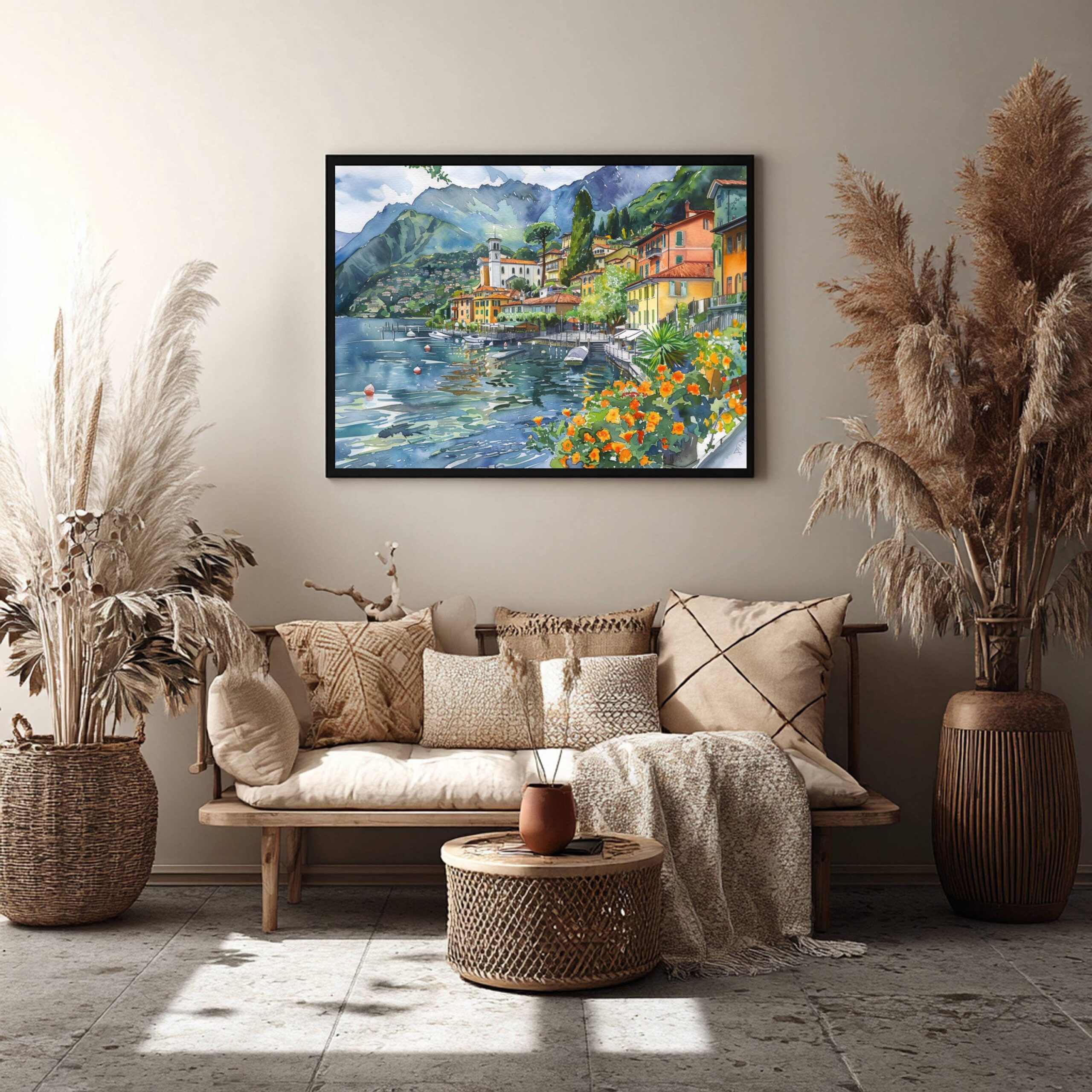 Lenno Lake Como Italy Watercolor Print: Europe Travel Art Poster - Image 9