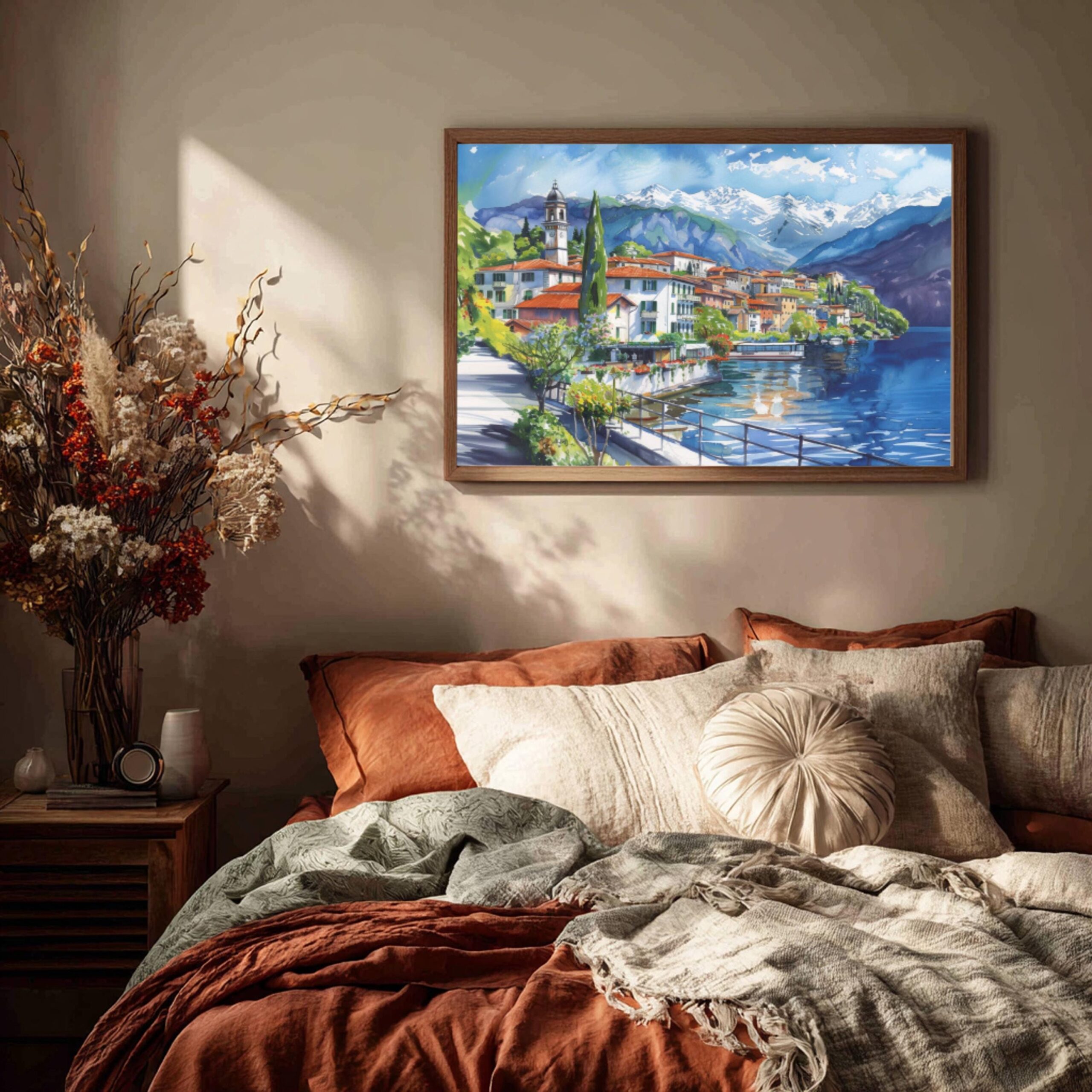 Tremezzo Lake Como Italy Watercolor Print: Europe Travel Art Poster - Image 4
