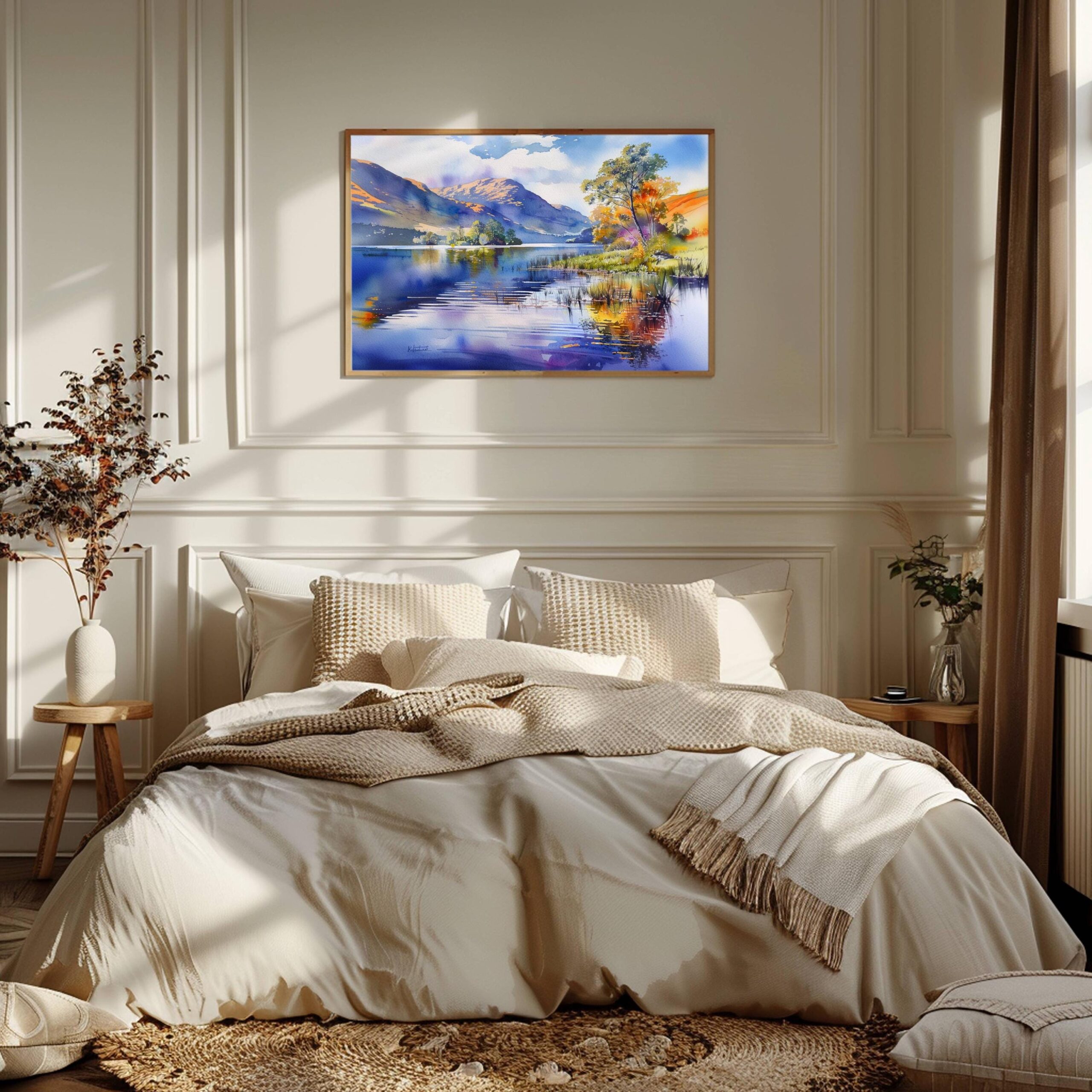 Loch Lomond Lake Scotland United Kingdom Watercolor Print: Scotland Travel Art Poster - Image 4