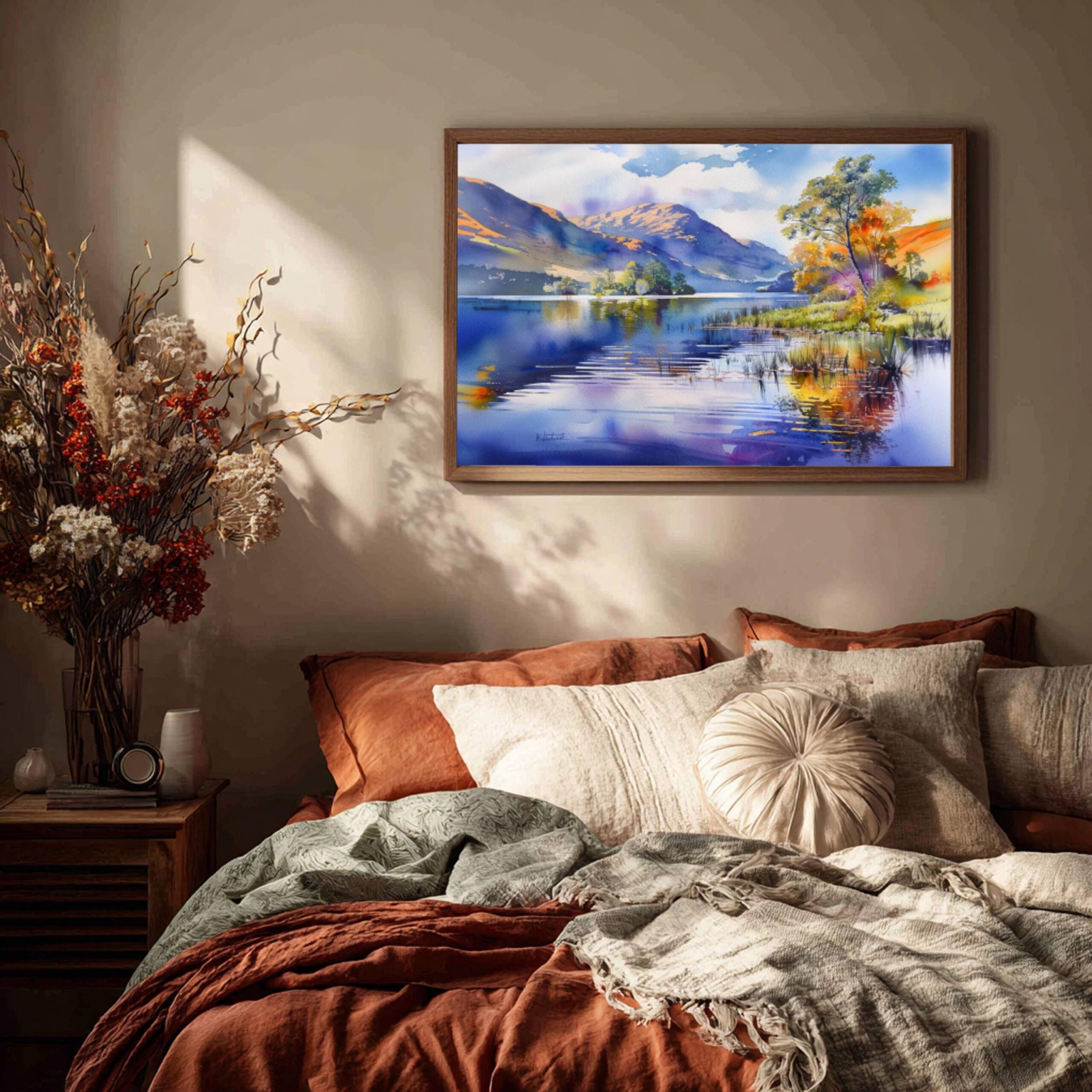 Loch Lomond Lake Scotland United Kingdom Watercolor Print: Scotland Travel Art Poster - Image 3