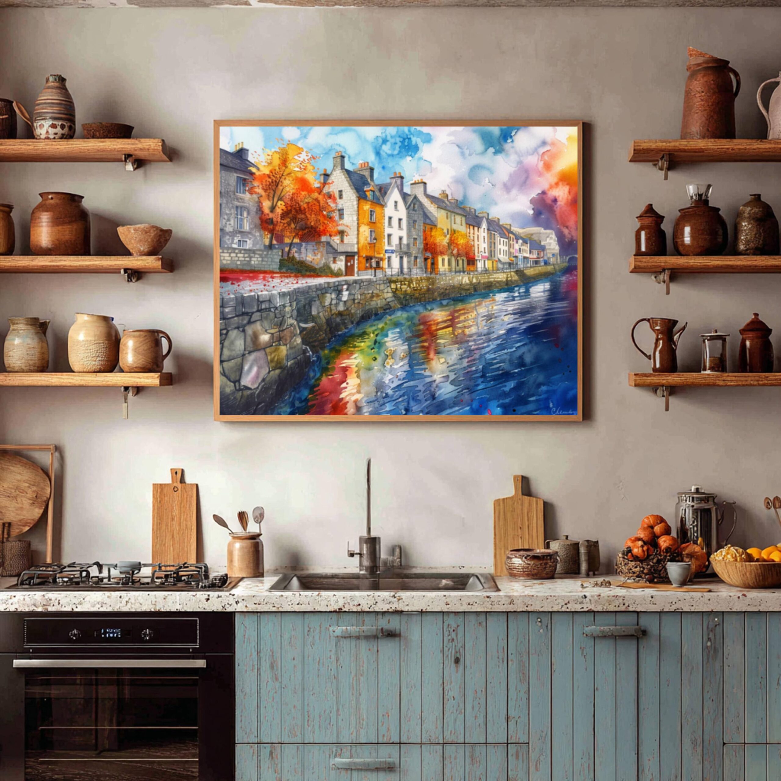 City of Galway Republic of Ireland Watercolor Print: Europe Travel Art Poster - Image 3