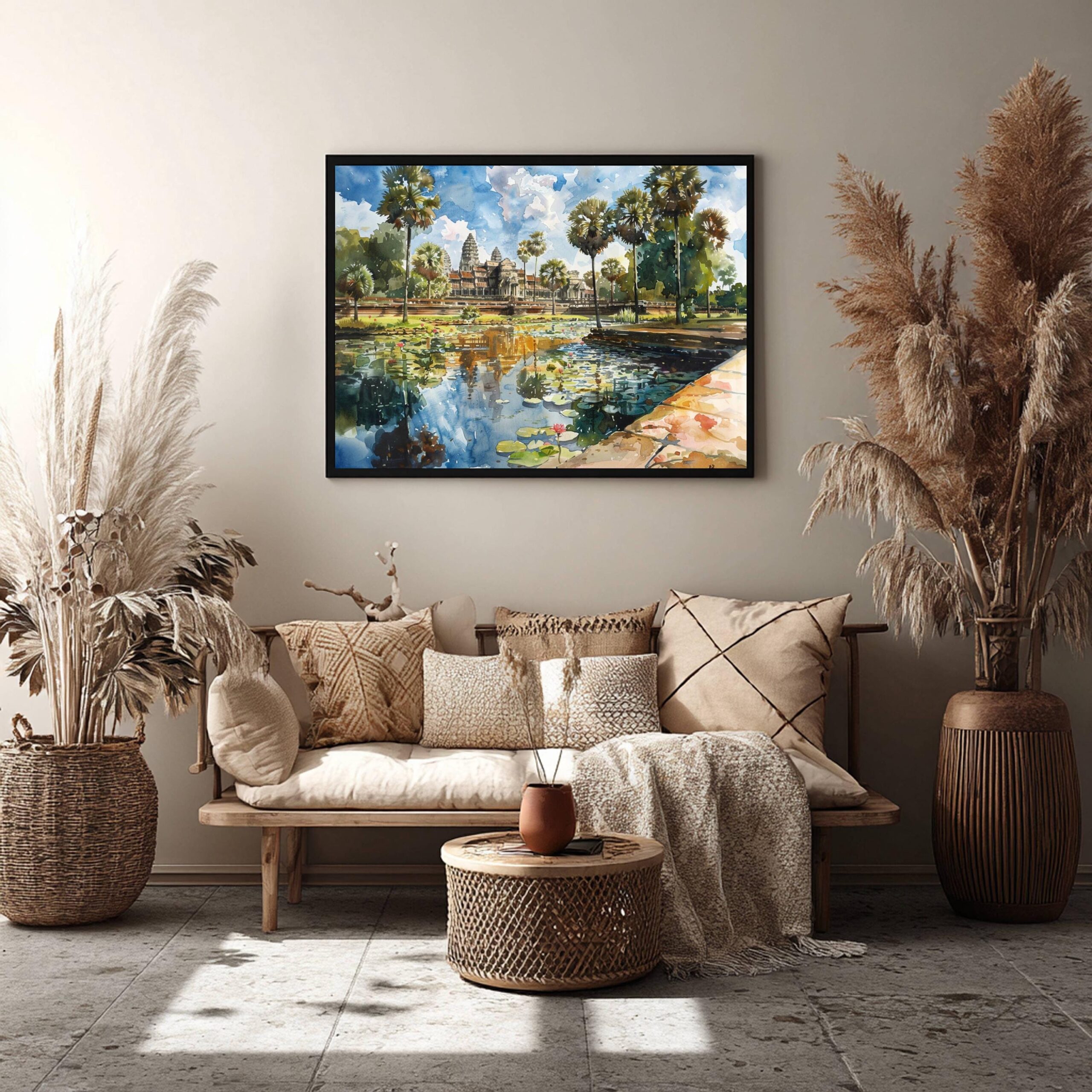 Angkor Wat Hindu Temple Siem Reap Cambodia Asia Watercolor: Asian Travel Art Poster - Image 9