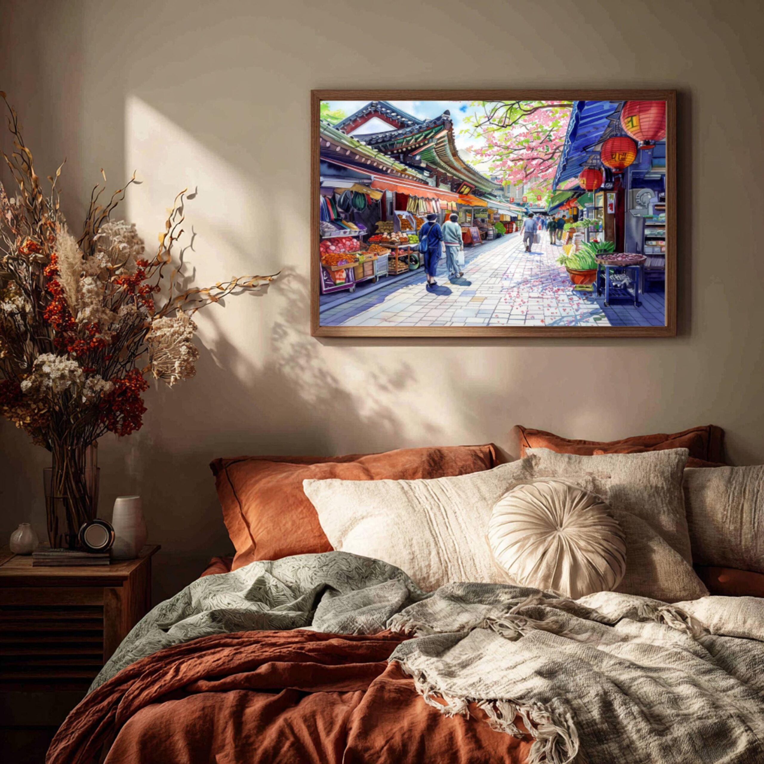 Gwangjang Market Seoul South Korea Asia Watercolor: Asian Travel Art Poster - Image 9