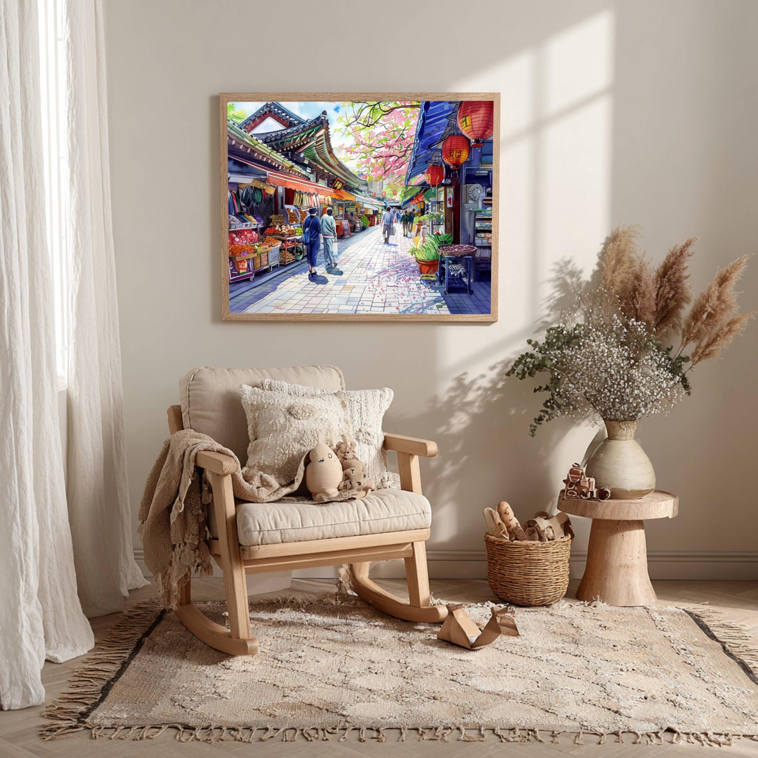 Gwangjang Market Seoul South Korea Asia Watercolor: Asian Travel Art Poster - Image 5