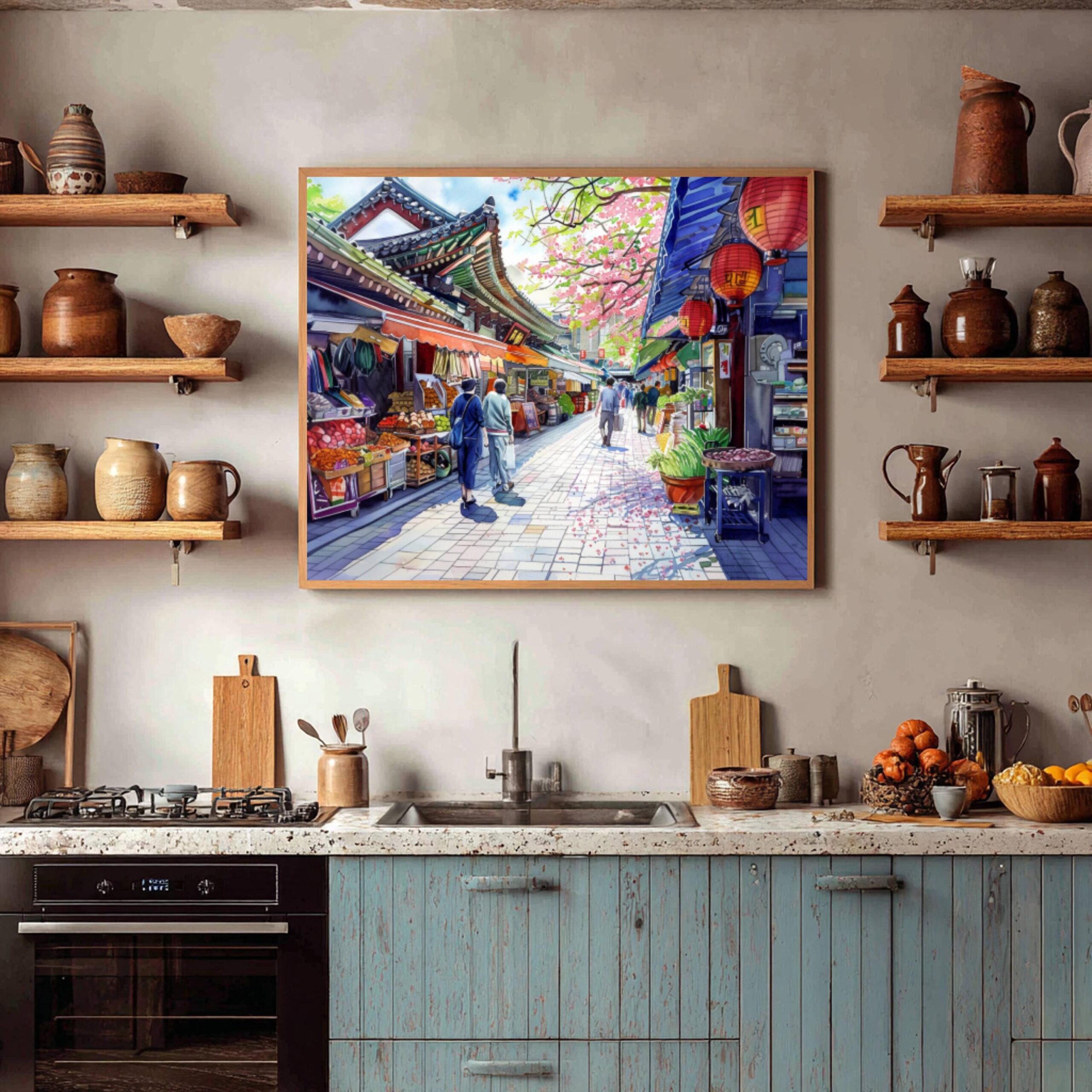 Gwangjang Market Seoul South Korea Asia Watercolor: Asian Travel Art Poster - Image 7