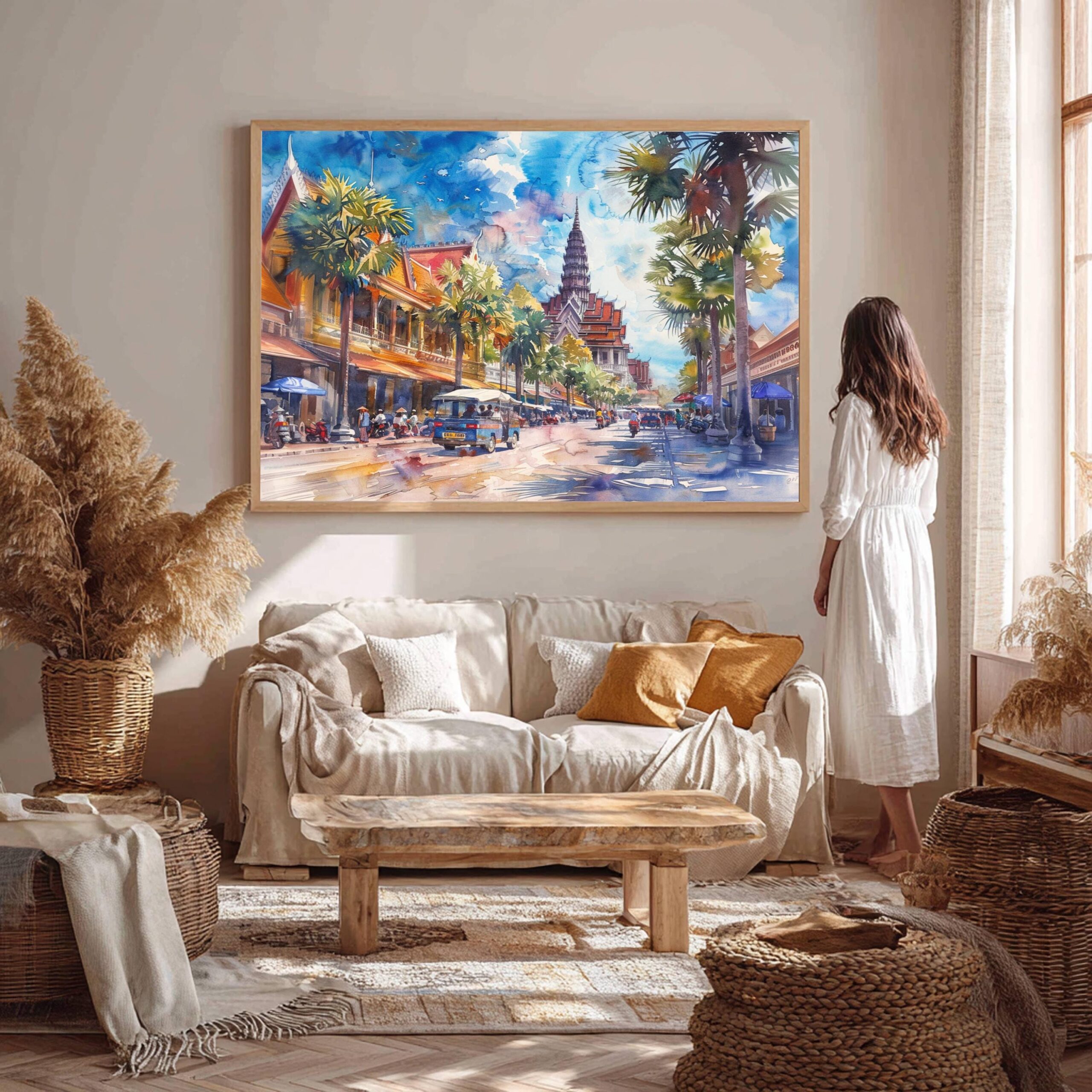Phnom Penh Cambodia Asia Watercolor: Asian Travel Art Poster - Image 7