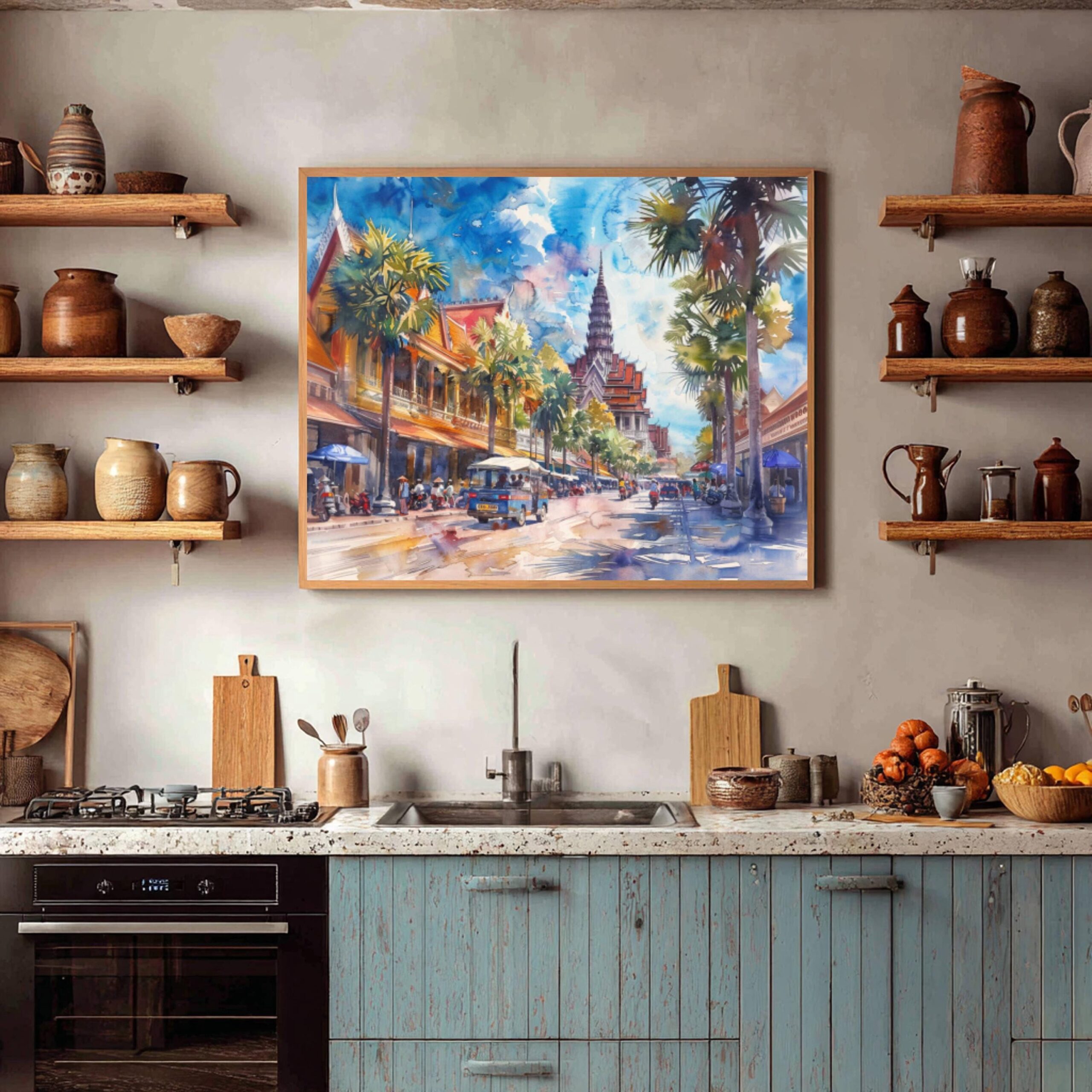 Phnom Penh Cambodia Asia Watercolor: Asian Travel Art Poster - Image 8