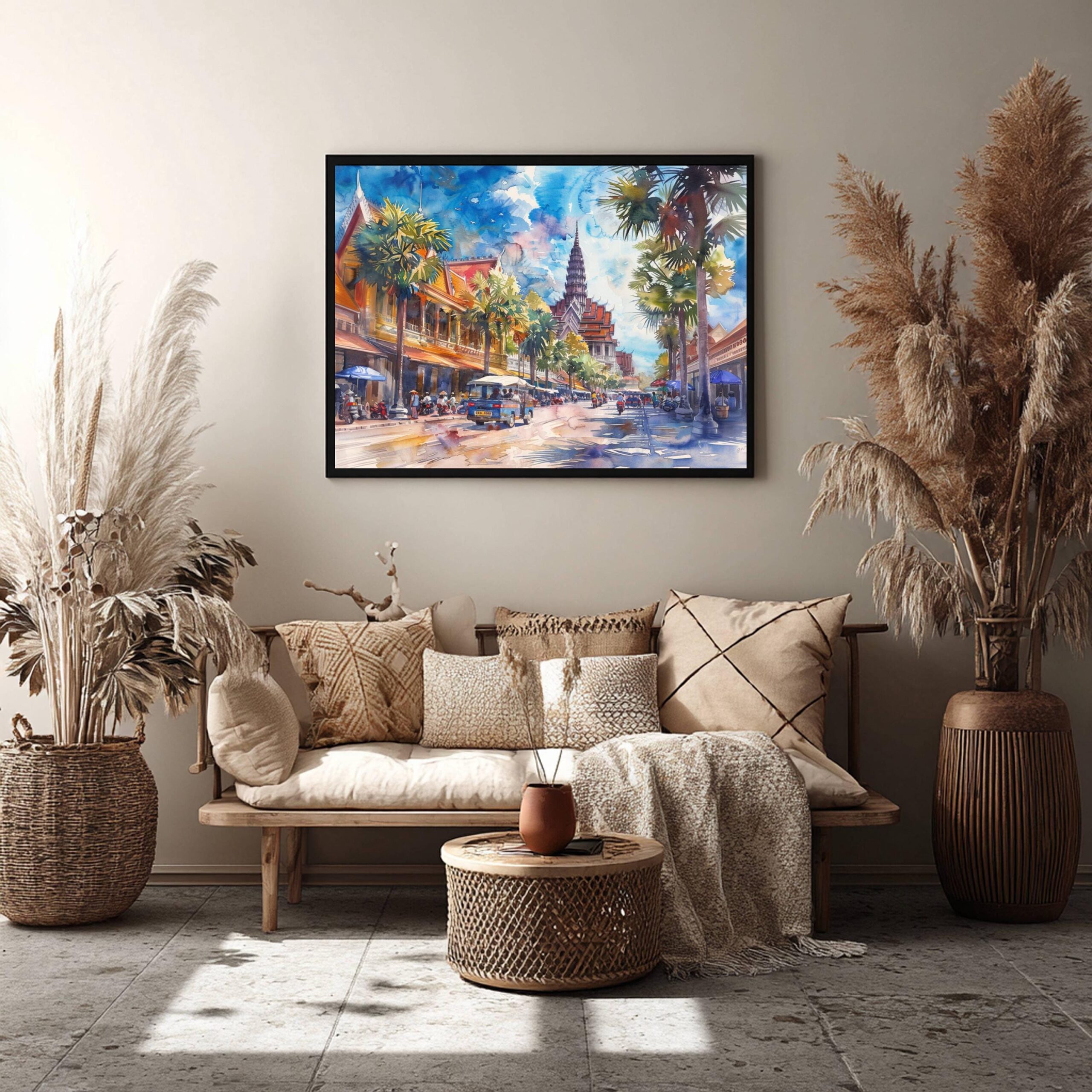 Phnom Penh Cambodia Asia Watercolor: Asian Travel Art Poster - Image 4