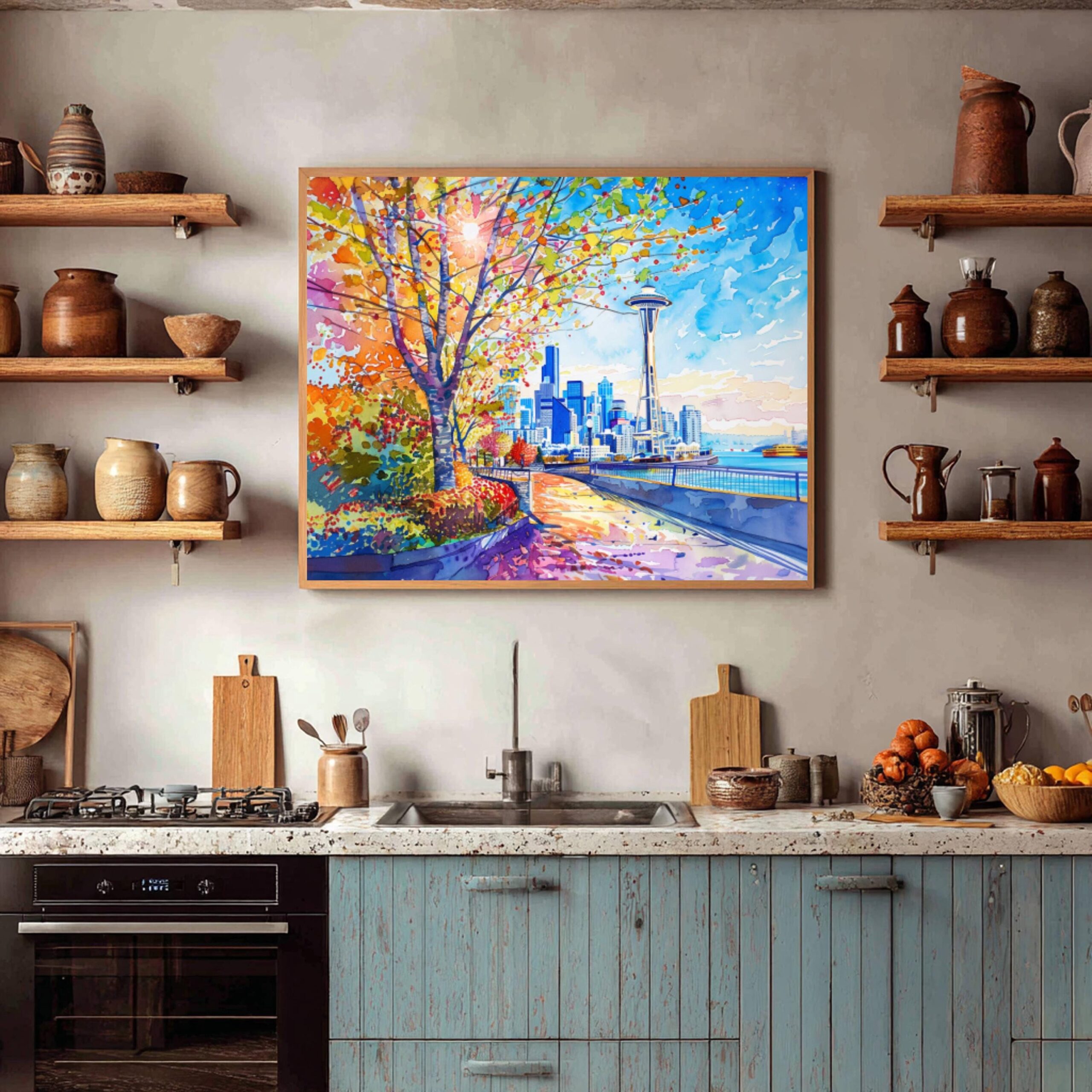 Seattle Washington United States of America Watercolor: Travel Art Poster - Image 3