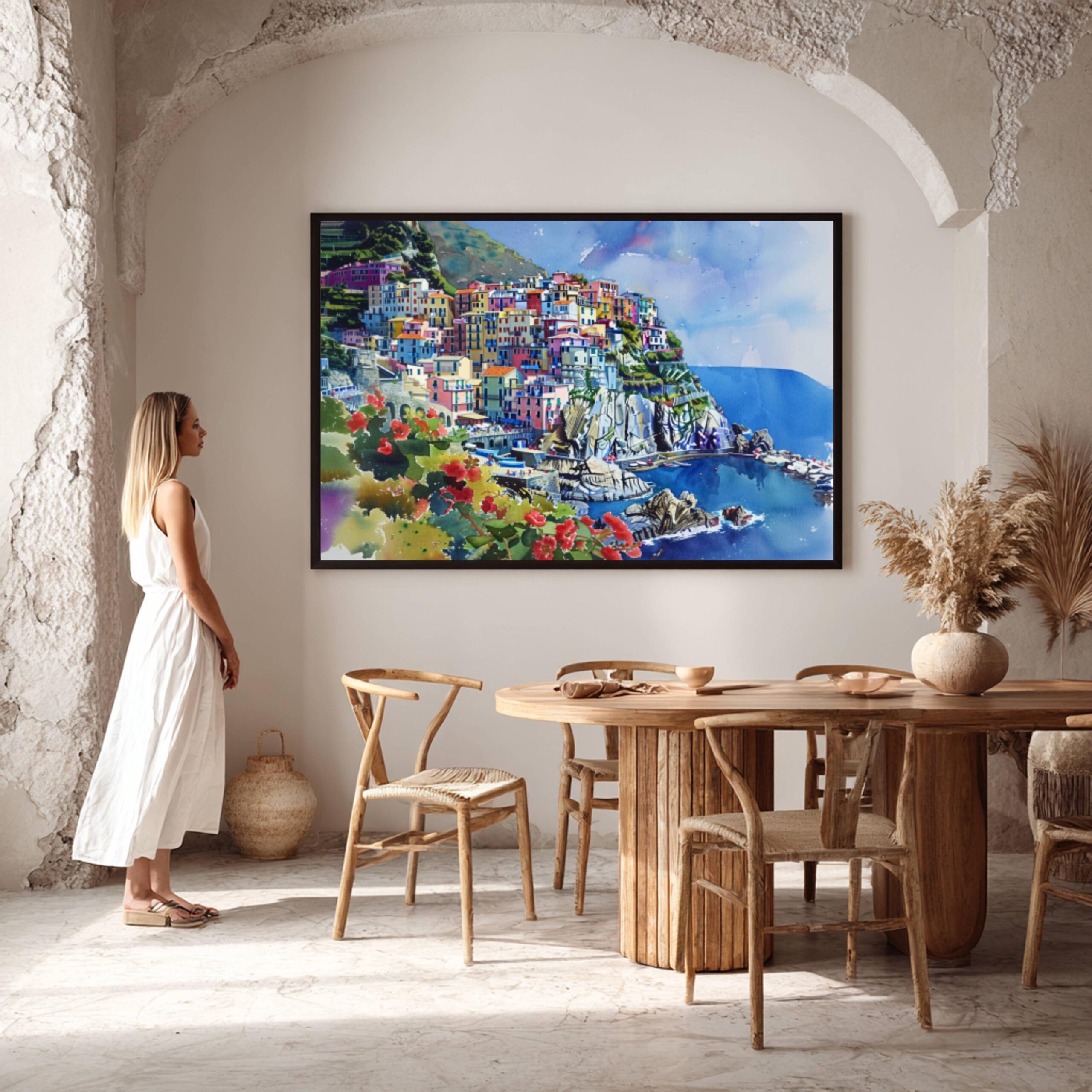 Manarola Cinque Terre Italy Europe Watercolor Print: Travel Art Poster - Image 2