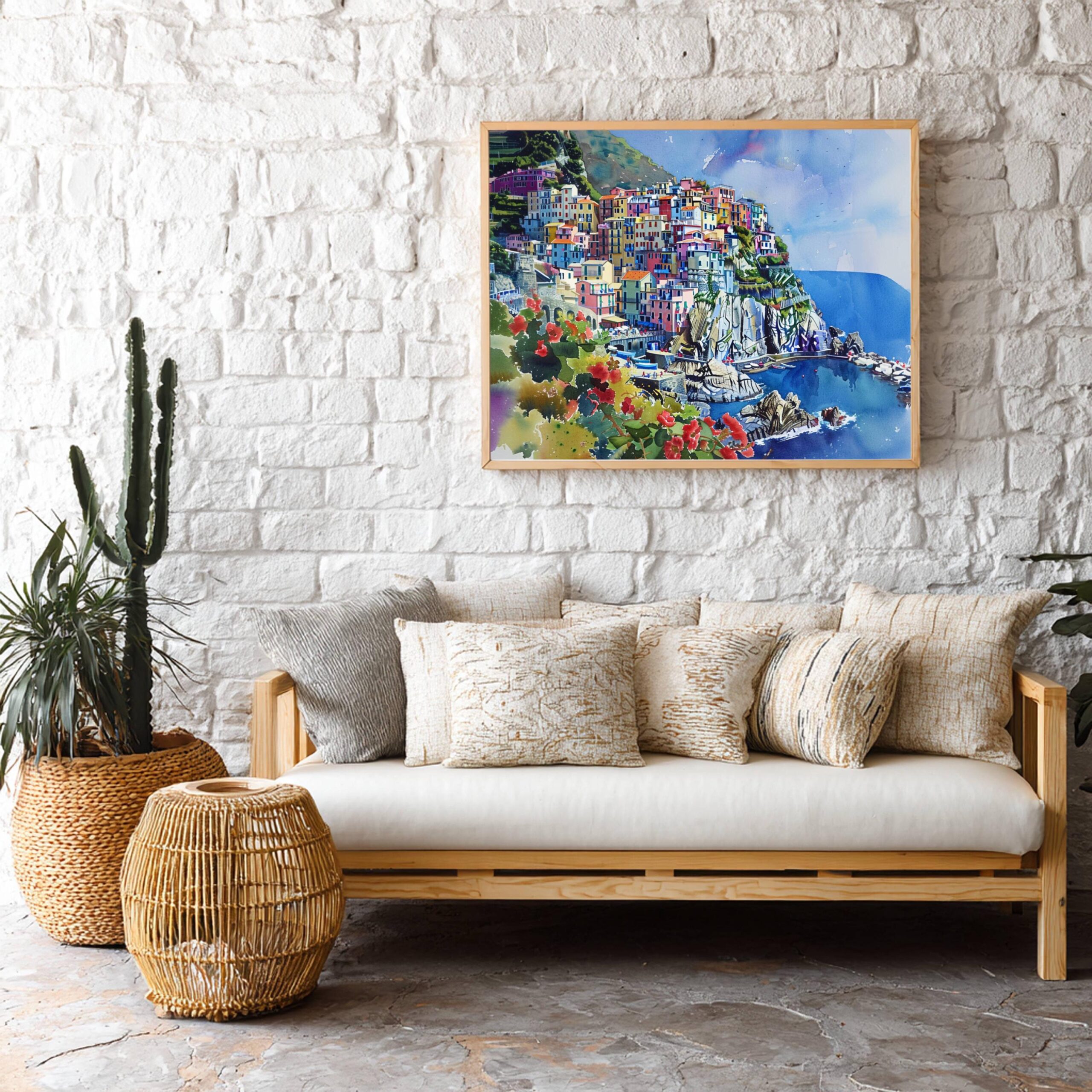 Manarola Cinque Terre Italy Europe Watercolor Print: Travel Art Poster - Image 3