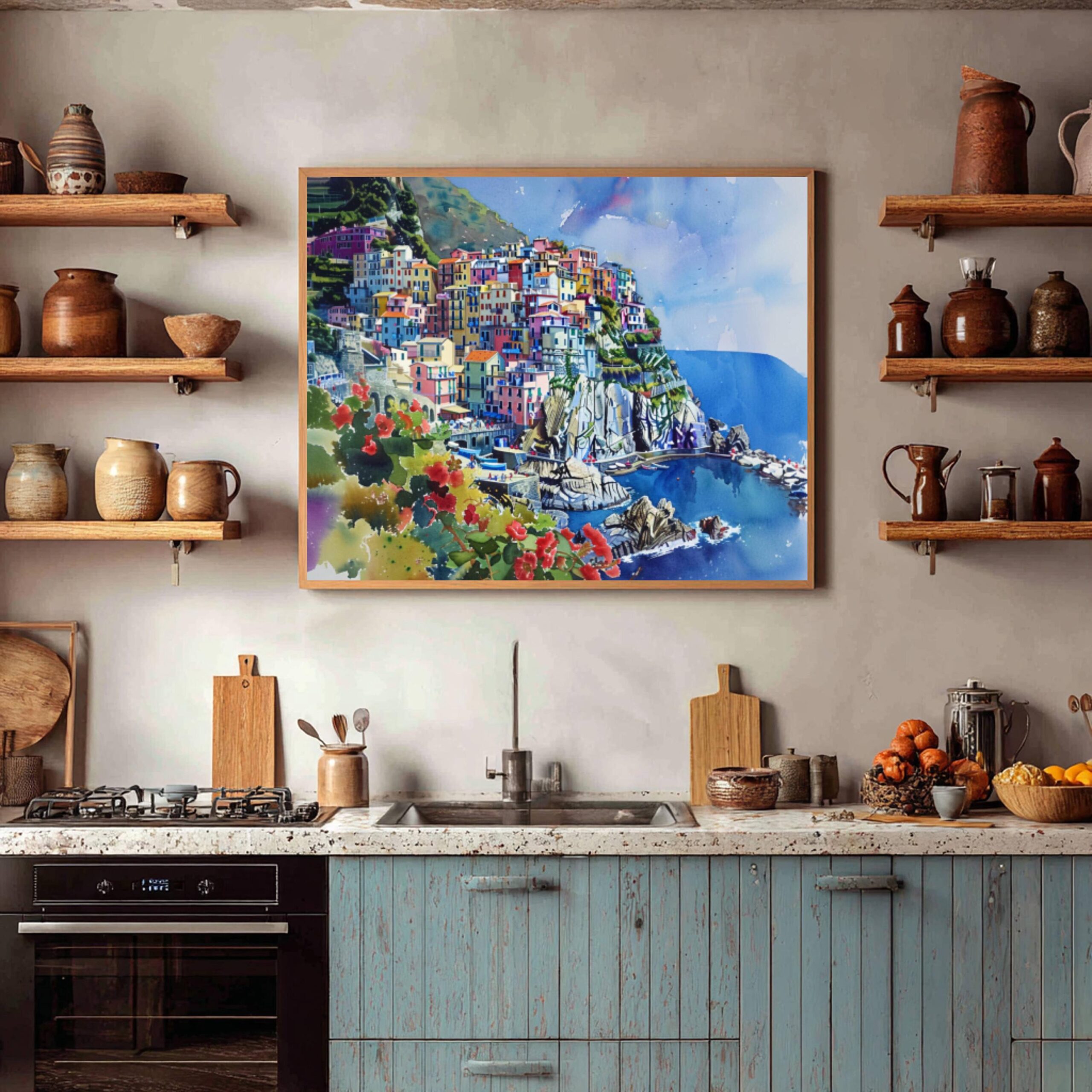 Manarola Cinque Terre Italy Europe Watercolor Print: Travel Art Poster - Image 8