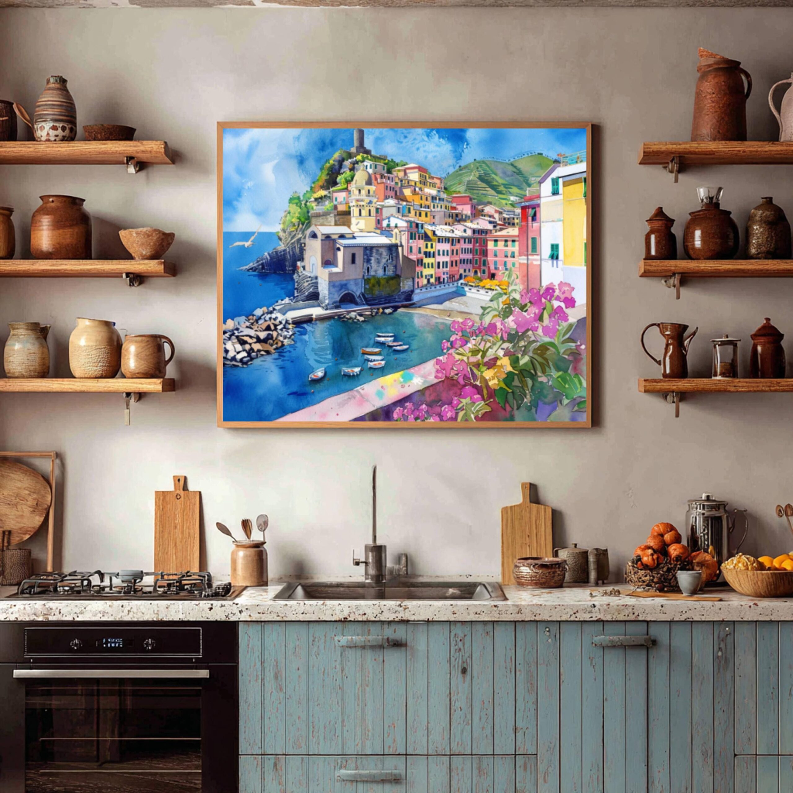 Vernazza Cinque Terre Italy Europe Watercolor Print: Travel Art Poster - Image 8