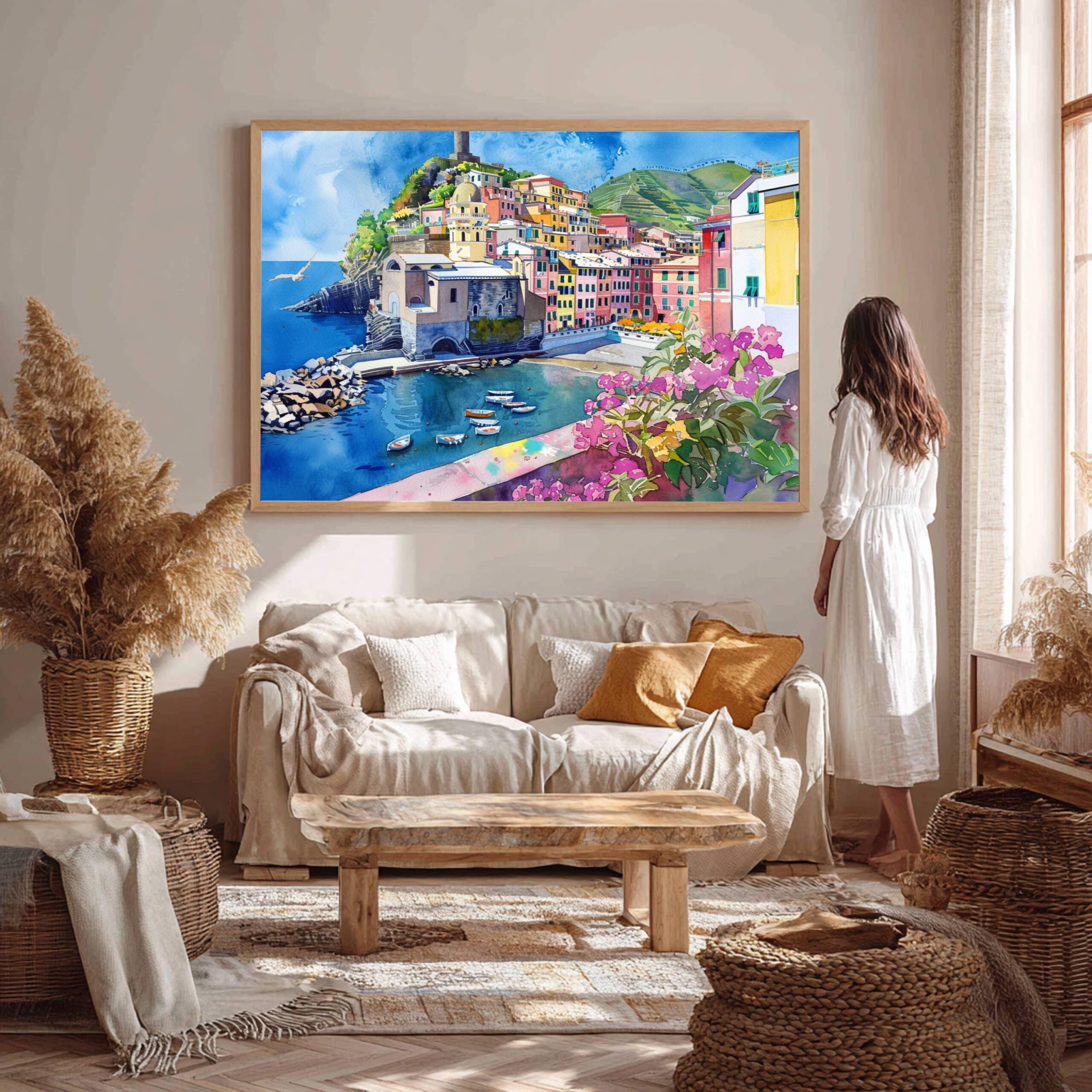 Vernazza Cinque Terre Italy Europe Watercolor Print: Travel Art Poster - Image 6