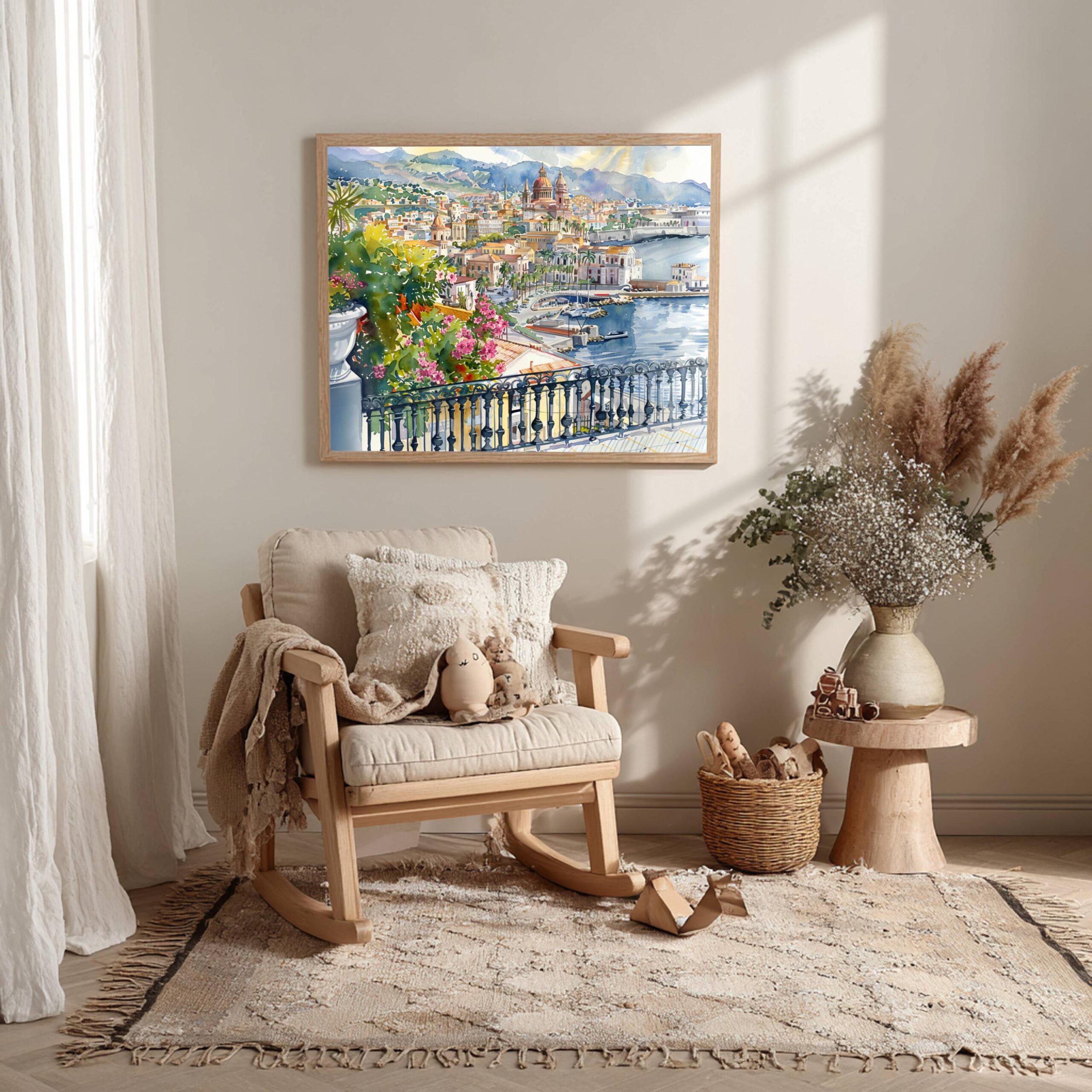 Messina Sicily Italy Europe Watercolor Print: Travel Art Poster - Image 3