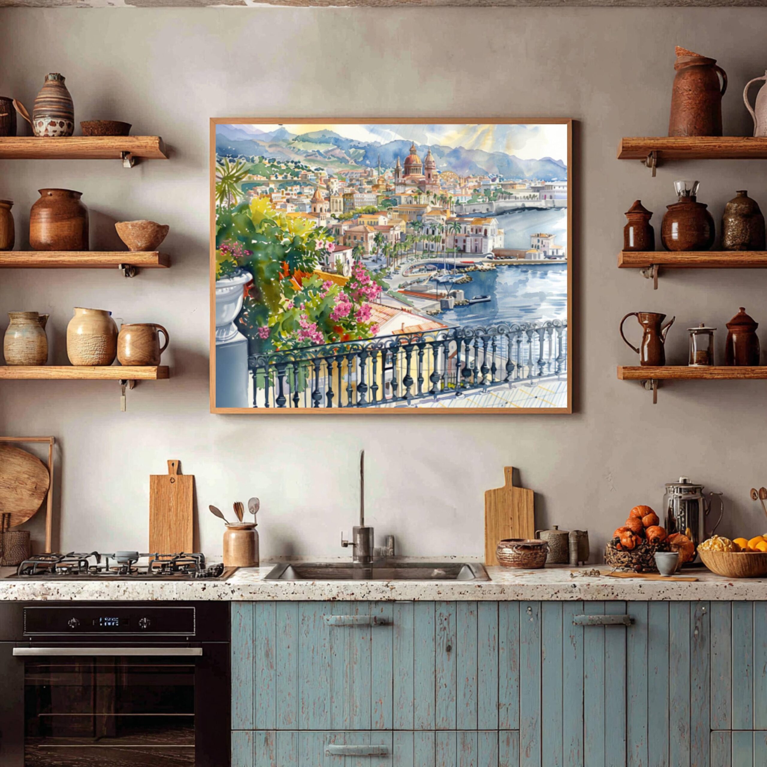 Messina Sicily Italy Europe Watercolor Print: Travel Art Poster - Image 9