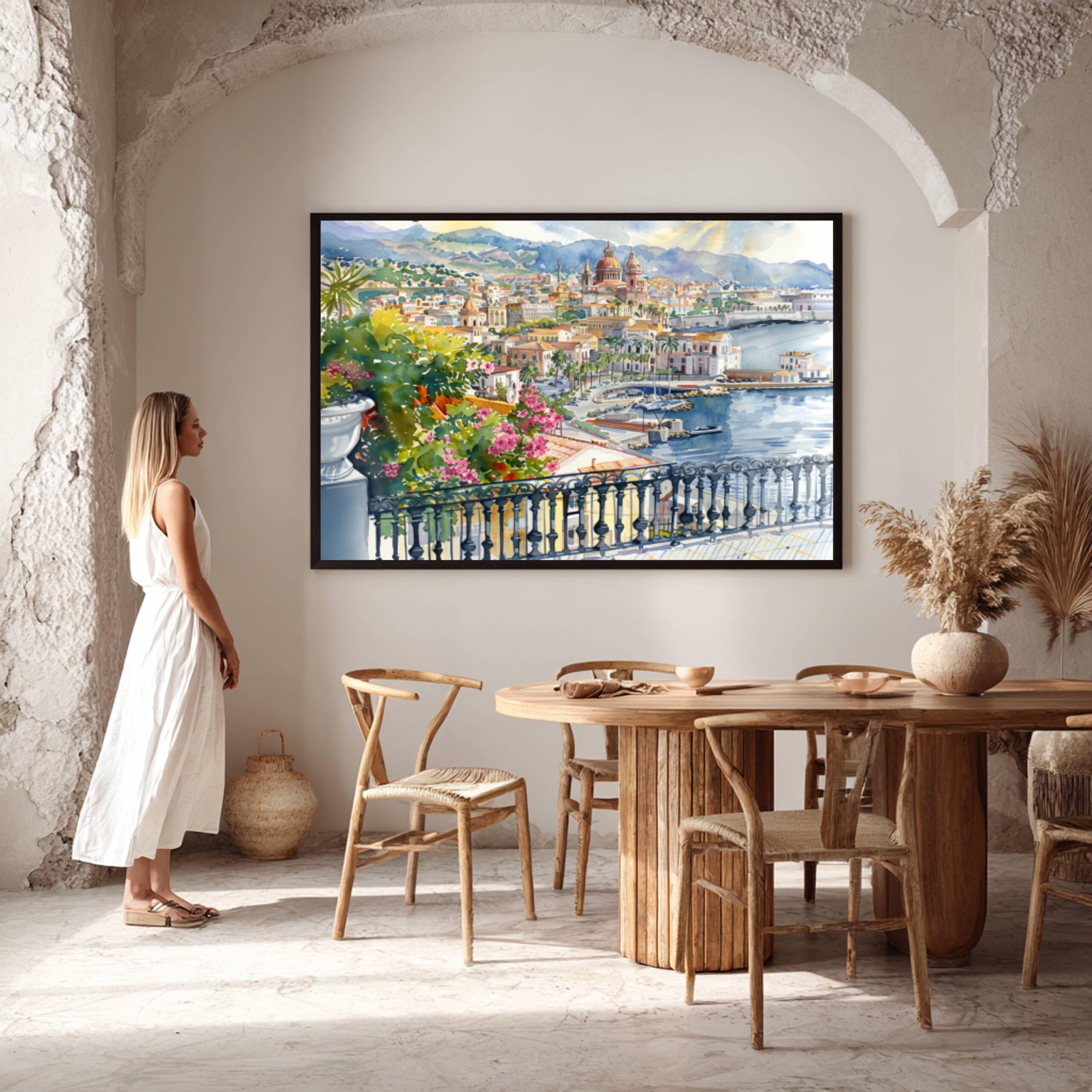 Messina Sicily Italy Europe Watercolor Print: Travel Art Poster - Image 2
