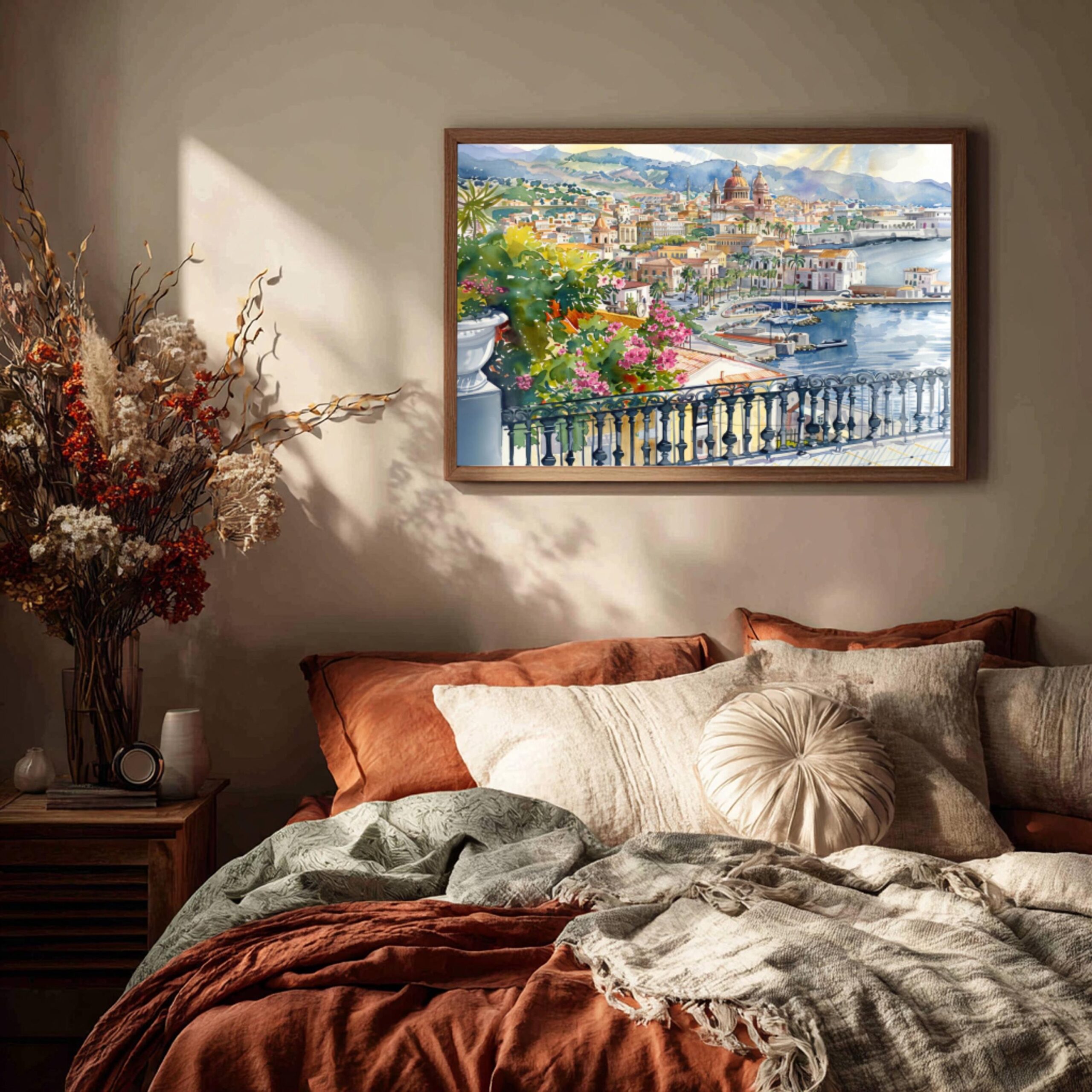 Messina Sicily Italy Europe Watercolor Print: Travel Art Poster - Image 8
