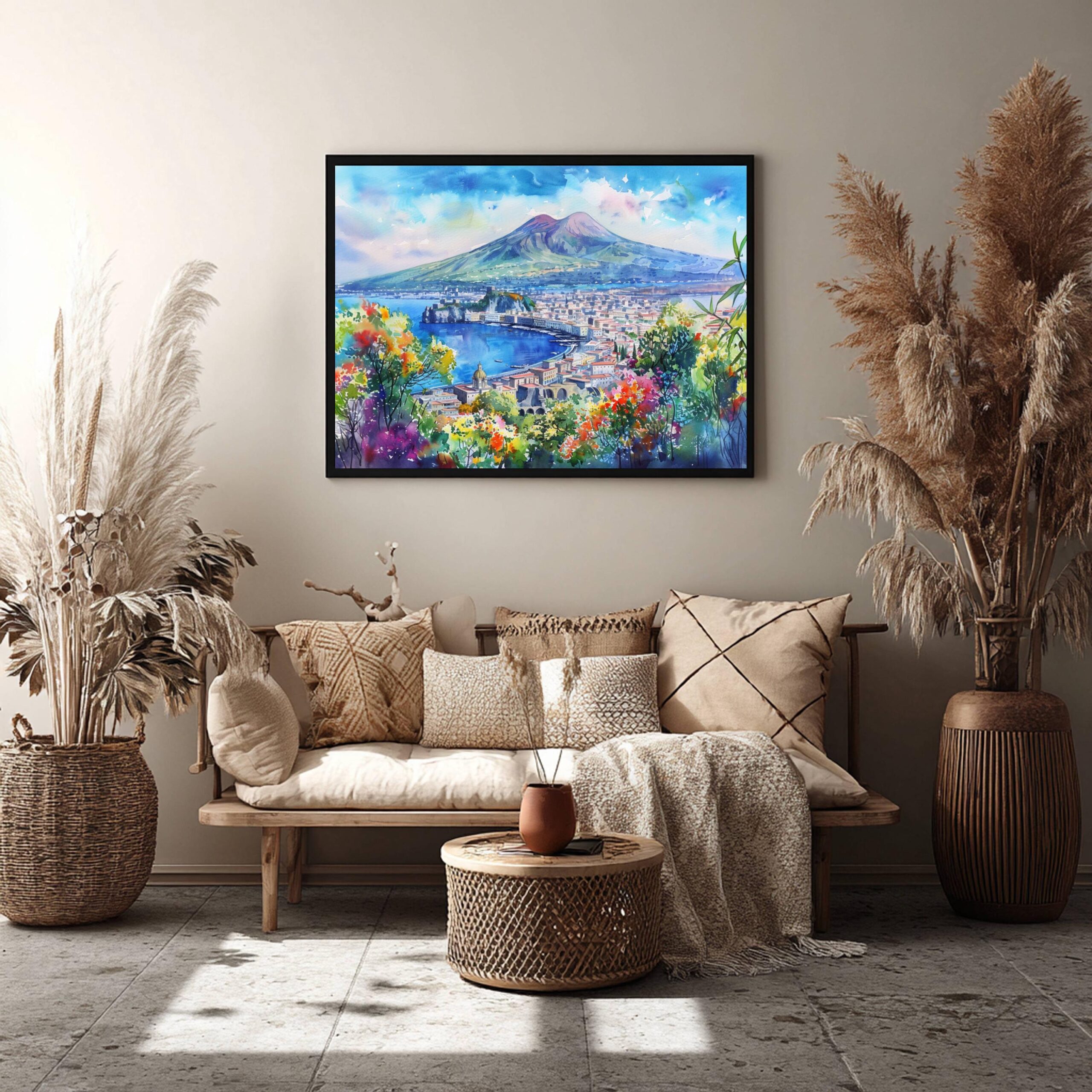 Mount Vesuvius Naples Italy Europe Watercolor Print: Travel Art Poster - Image 7