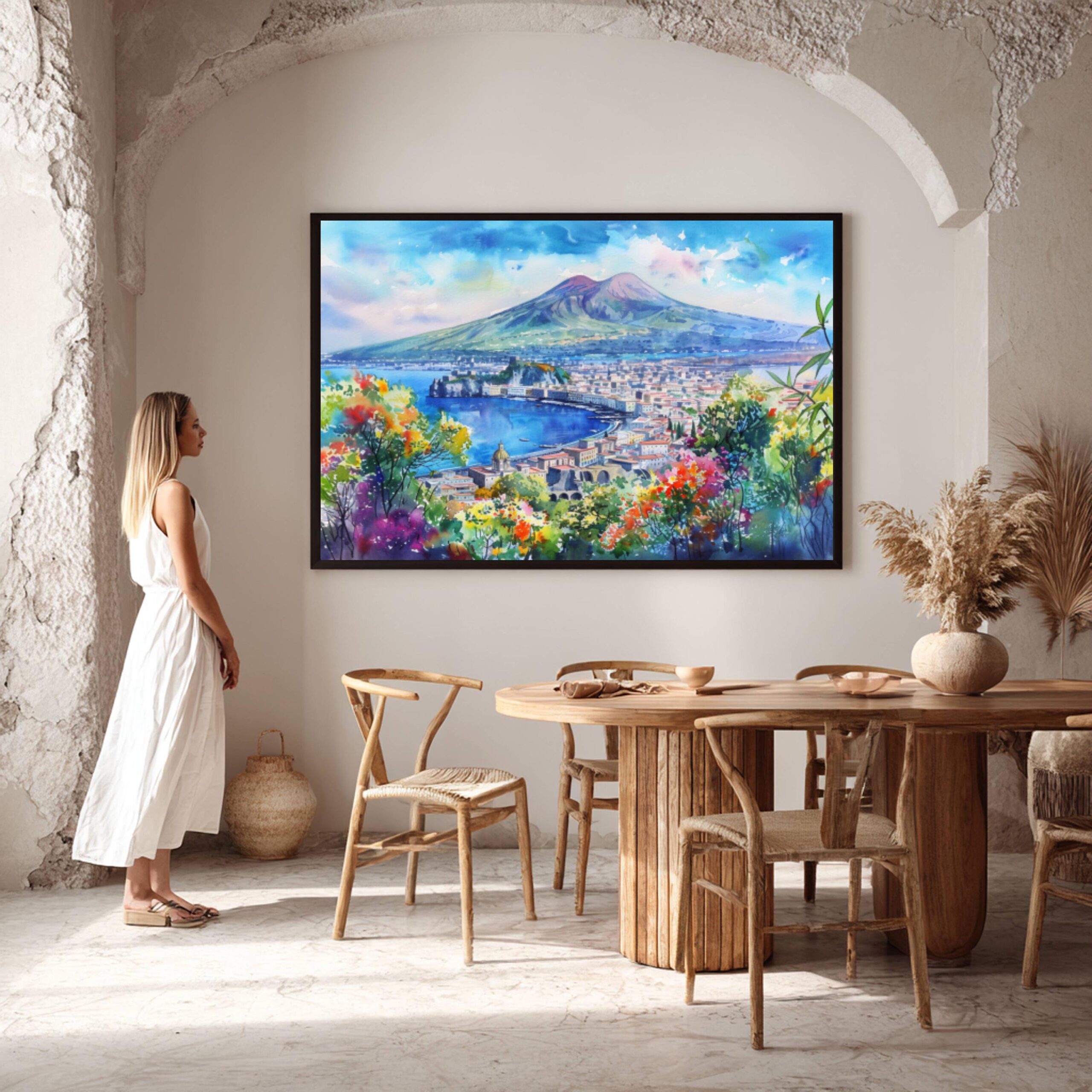 Mount Vesuvius Naples Italy Europe Watercolor Print: Travel Art Poster - Image 2