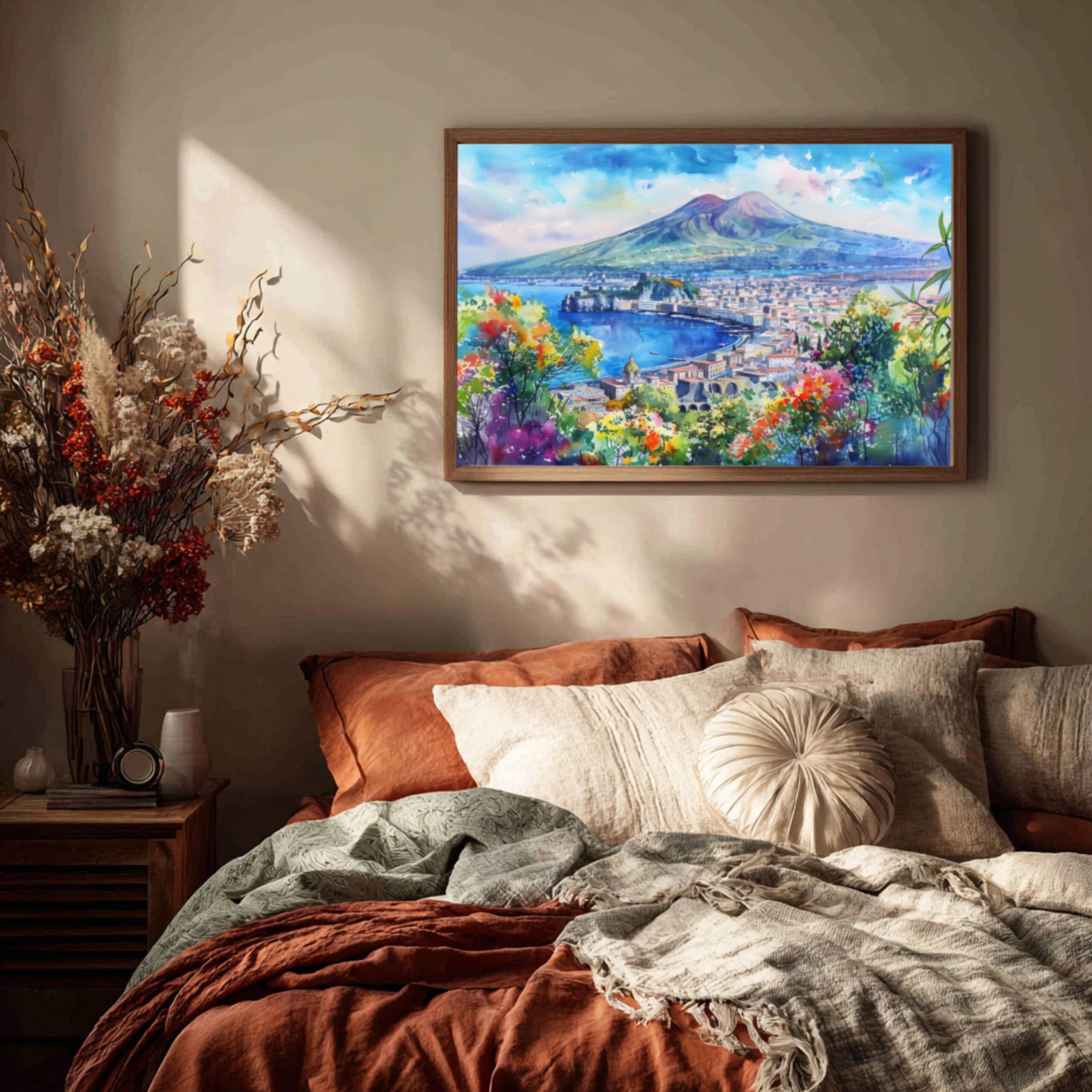 Mount Vesuvius Naples Italy Europe Watercolor Print: Travel Art Poster - Image 9