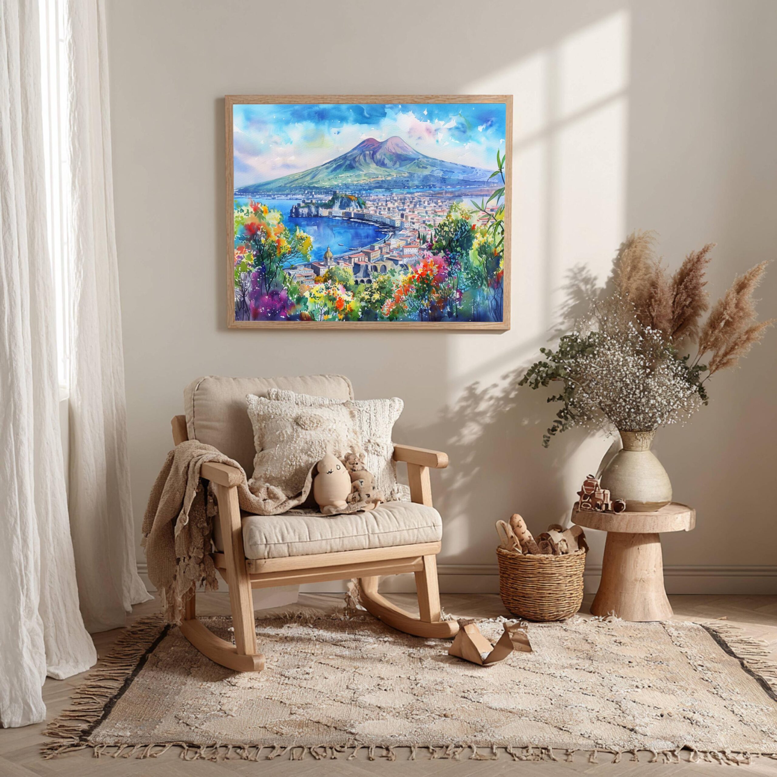 Mount Vesuvius Naples Italy Europe Watercolor Print: Travel Art Poster - Image 3