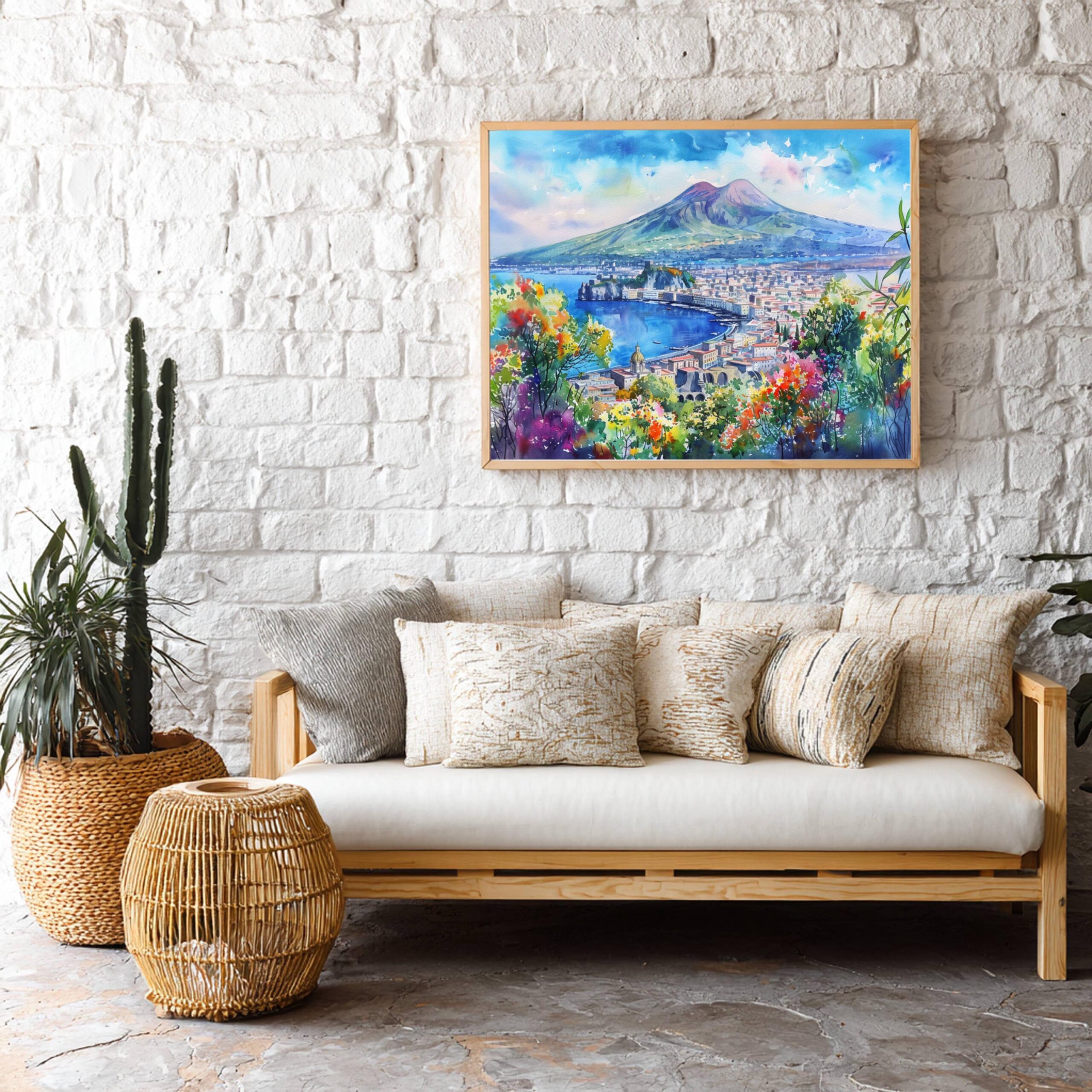 Mount Vesuvius Naples Italy Europe Watercolor Print: Travel Art Poster - Image 4