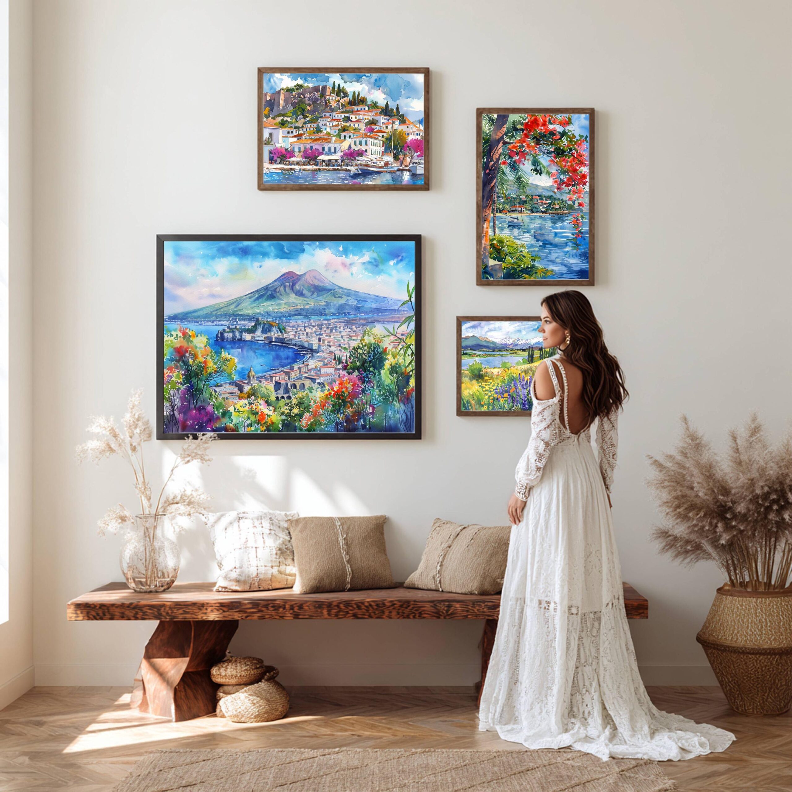 Mount Vesuvius Naples Italy Europe Watercolor Print: Travel Art Poster - Image 10