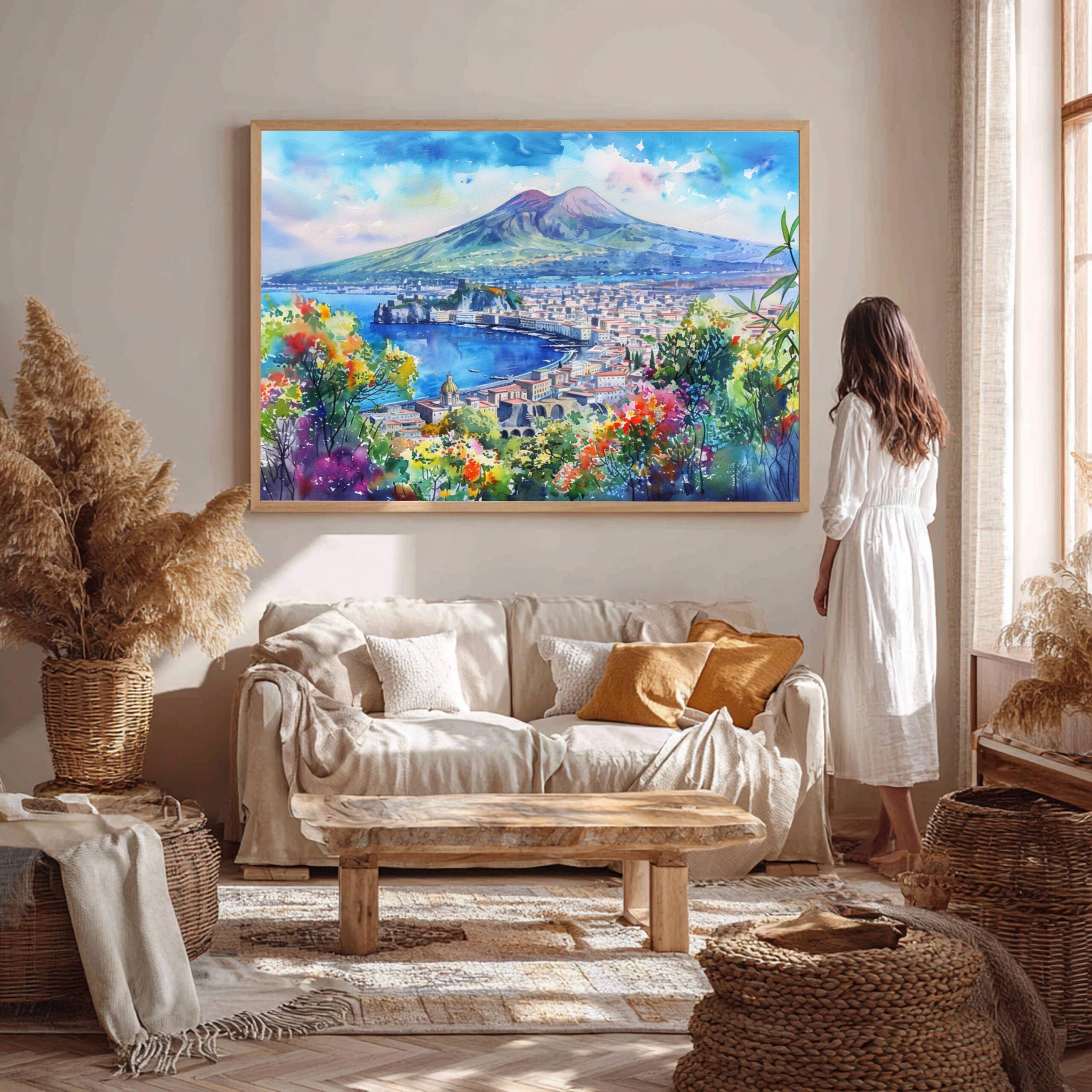 Mount Vesuvius Naples Italy Europe Watercolor Print: Travel Art Poster - Image 6