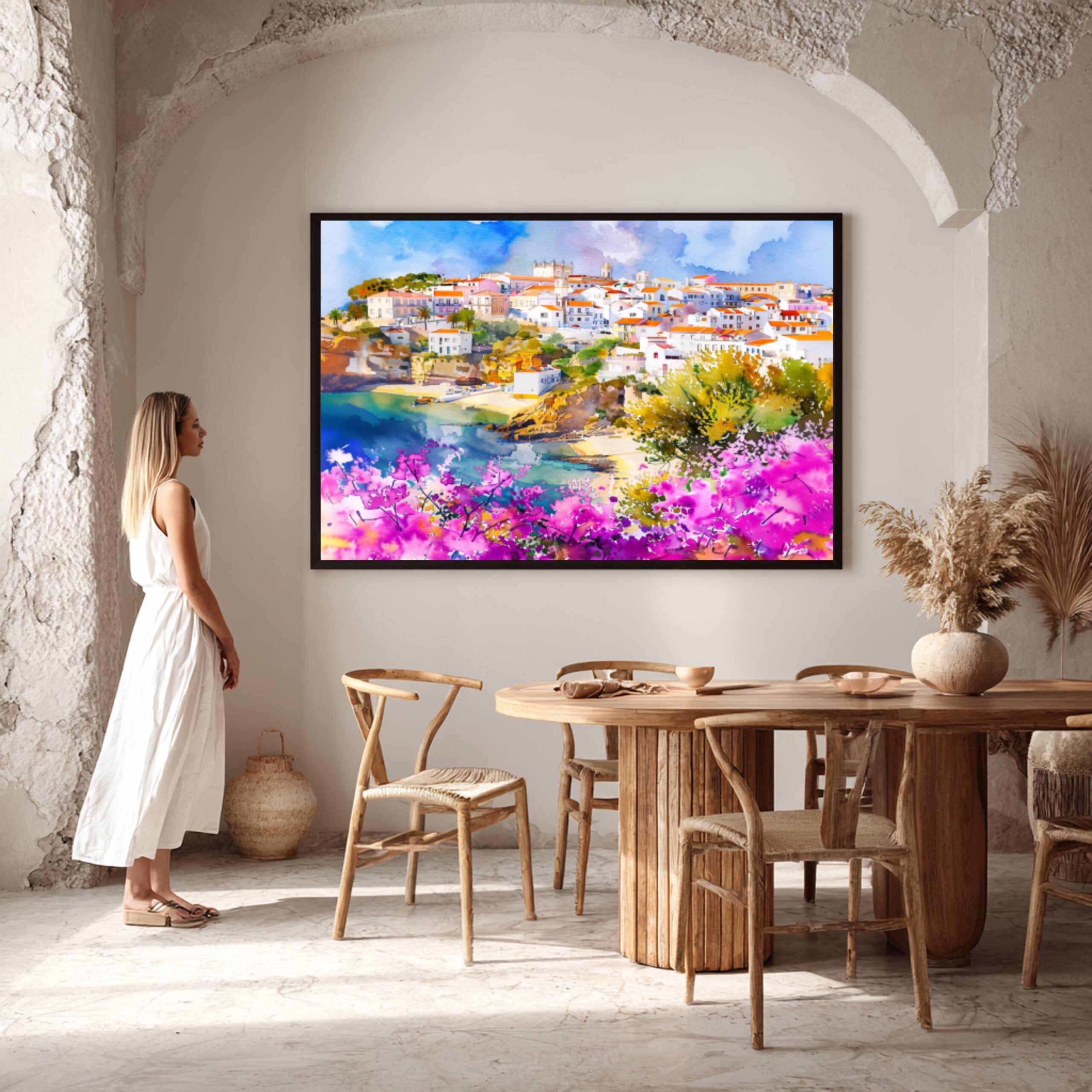 Albufeira Algarve Portugal Europe Watercolor Print: Vacation Travel Art Poster - Image 2