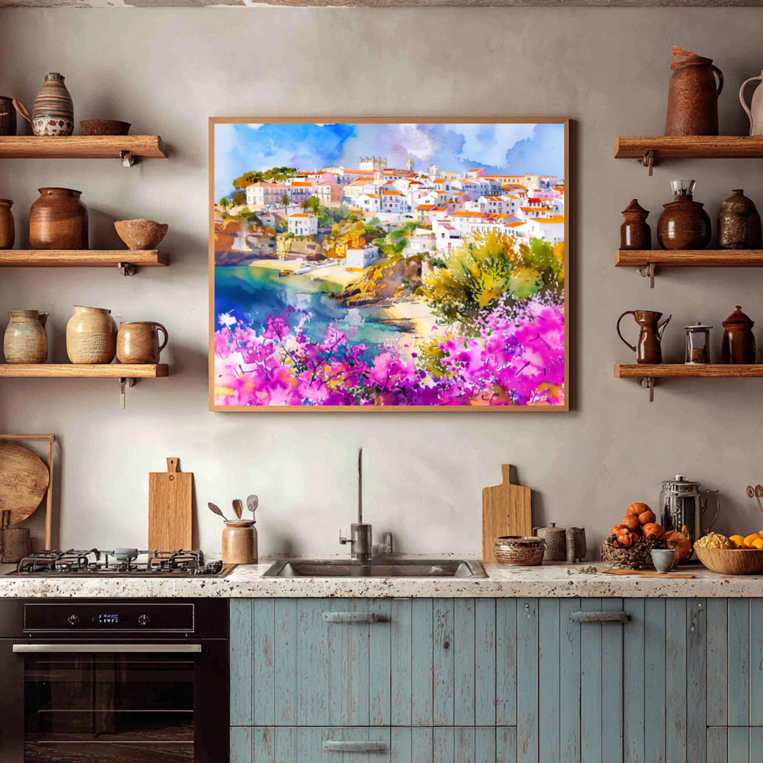 Albufeira Algarve Portugal Europe Watercolor Print: Vacation Travel Art Poster - Image 8