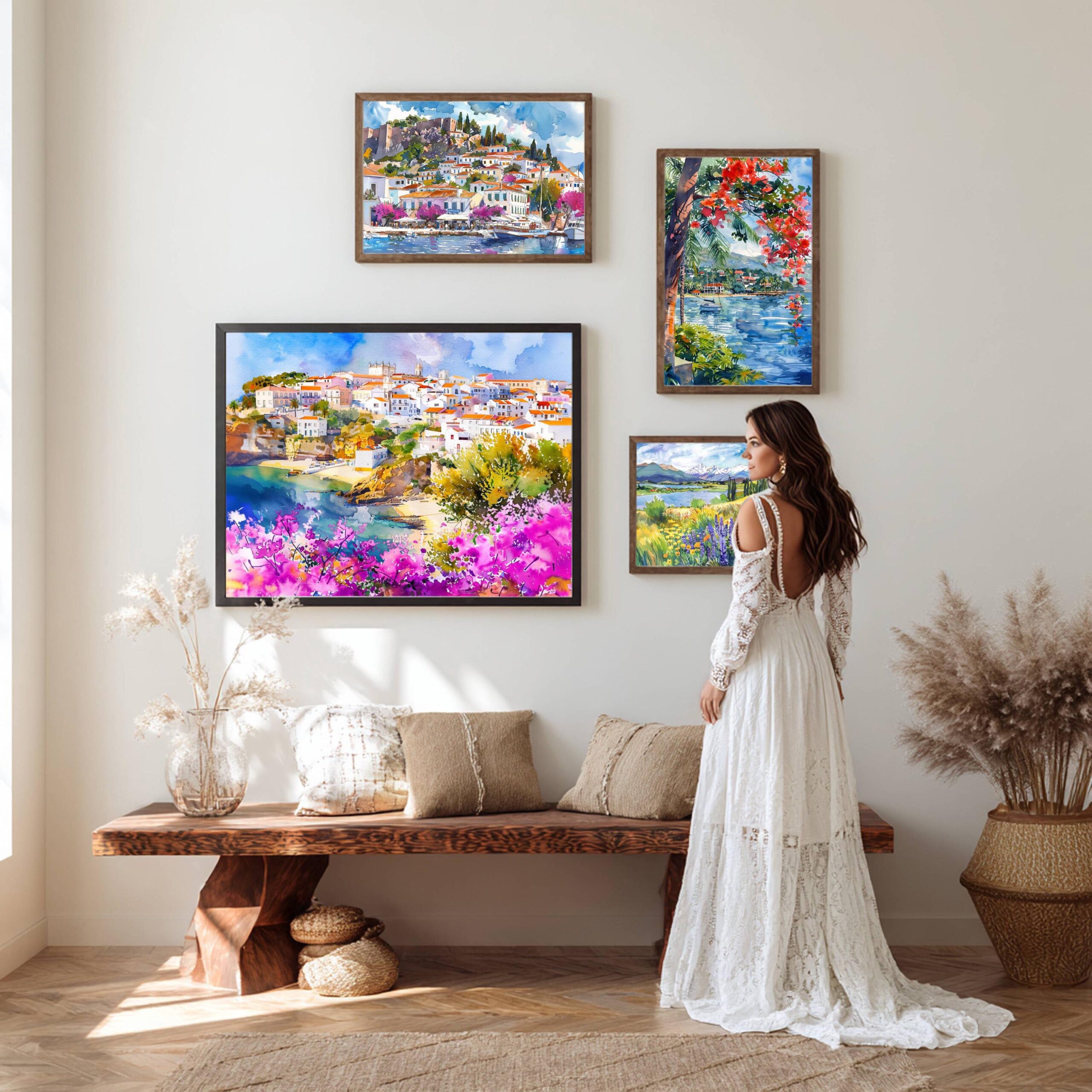 Albufeira Algarve Portugal Europe Watercolor Print: Vacation Travel Art Poster - Image 10