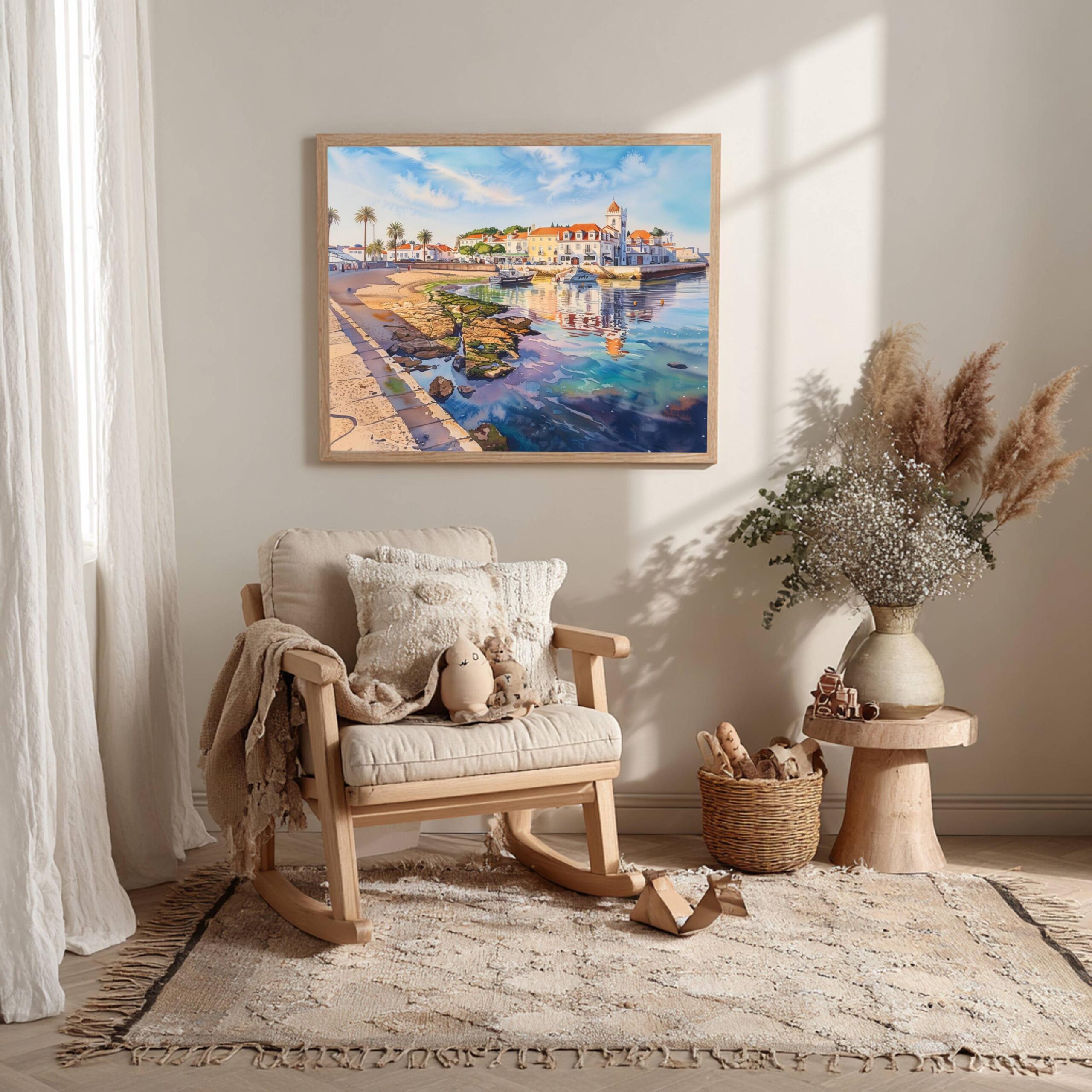 Cascais Portugal Europe Watercolor Print: Vacation Travel Art Poster - Image 3
