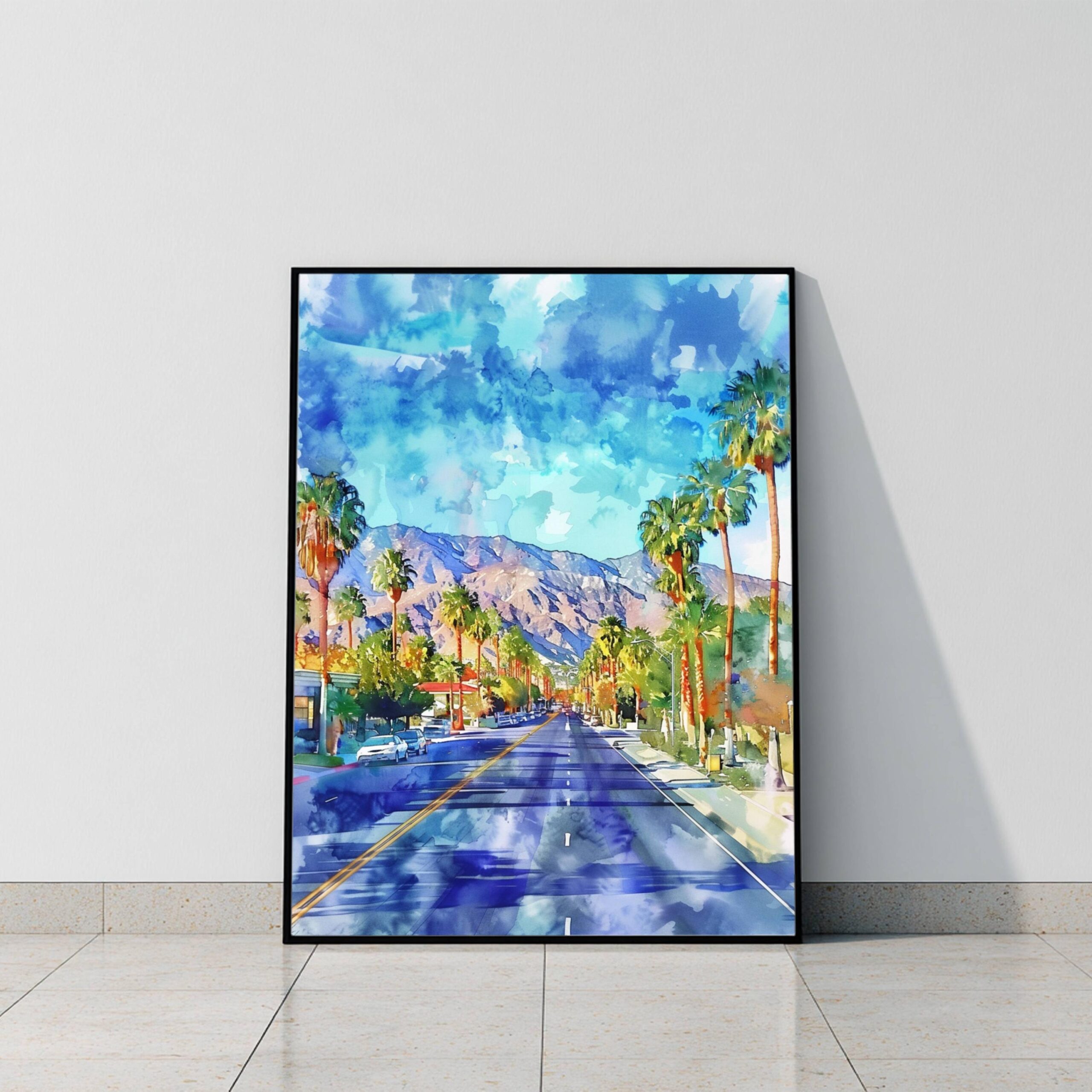 Palm Springs City Southern California USA Watercolor Print: American Travel Poster - Image 2