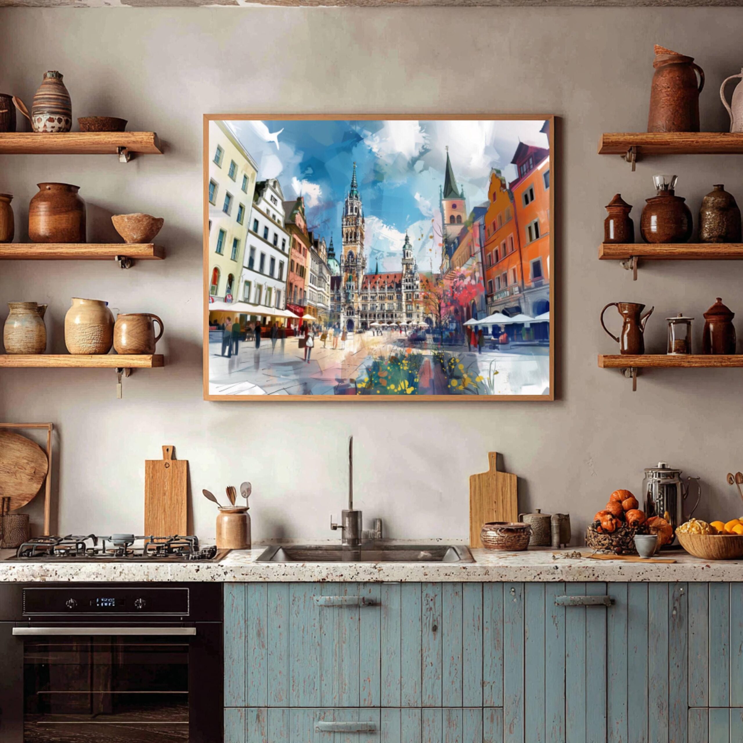 Marienplatz Munich Germany Watercolor Print: Europe Travel Art Poster - Image 6