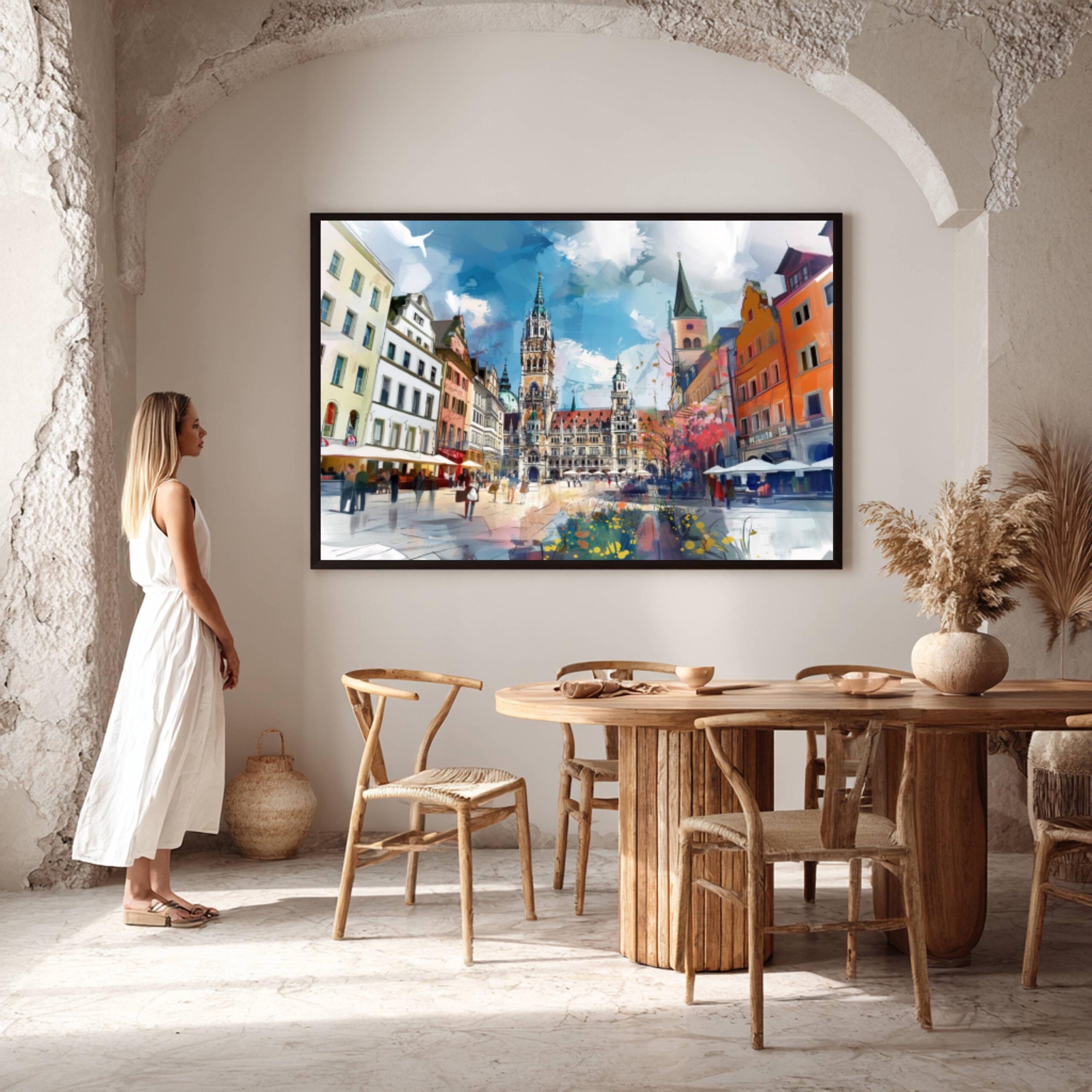 Marienplatz Munich Germany Watercolor Print: Europe Travel Art Poster - Image 2
