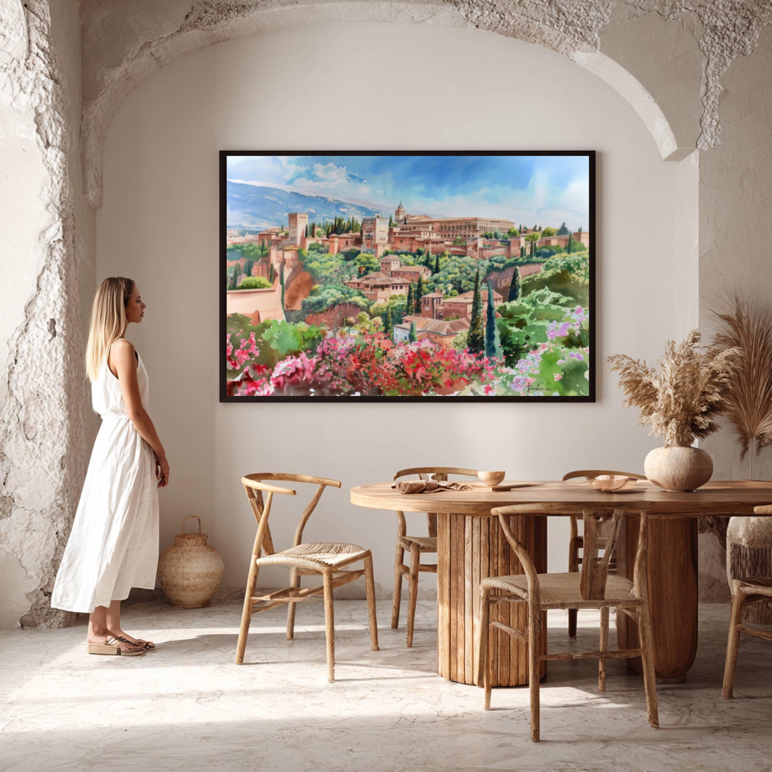 Alhambra Palace Granada Spain Watercolor Print: Europe Travel Art Poster - Image 2