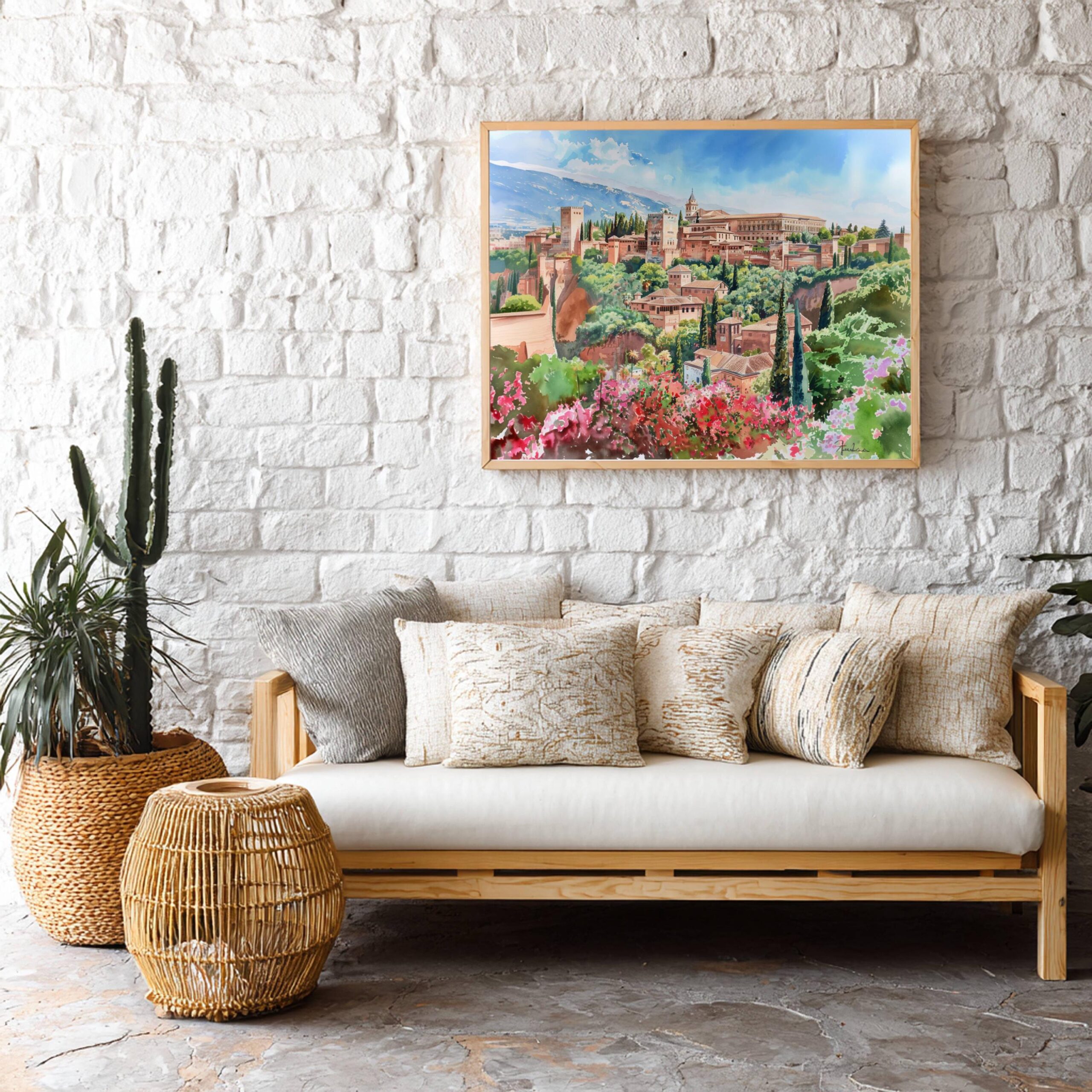 Alhambra Palace Granada Spain Watercolor Print: Europe Travel Art Poster - Image 3